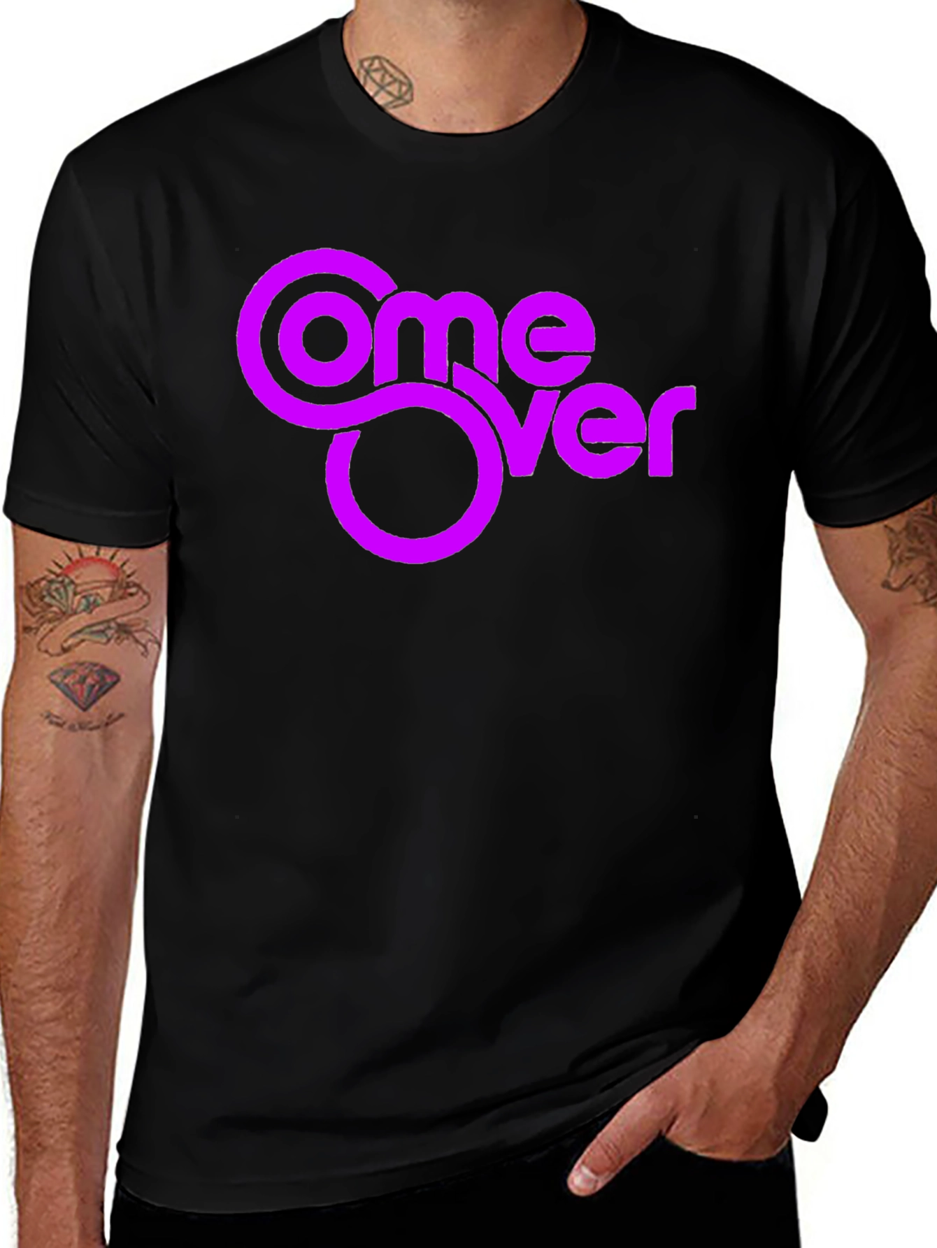 Variant 13 of Come Over Graphic Tee - Black Cotton Blend