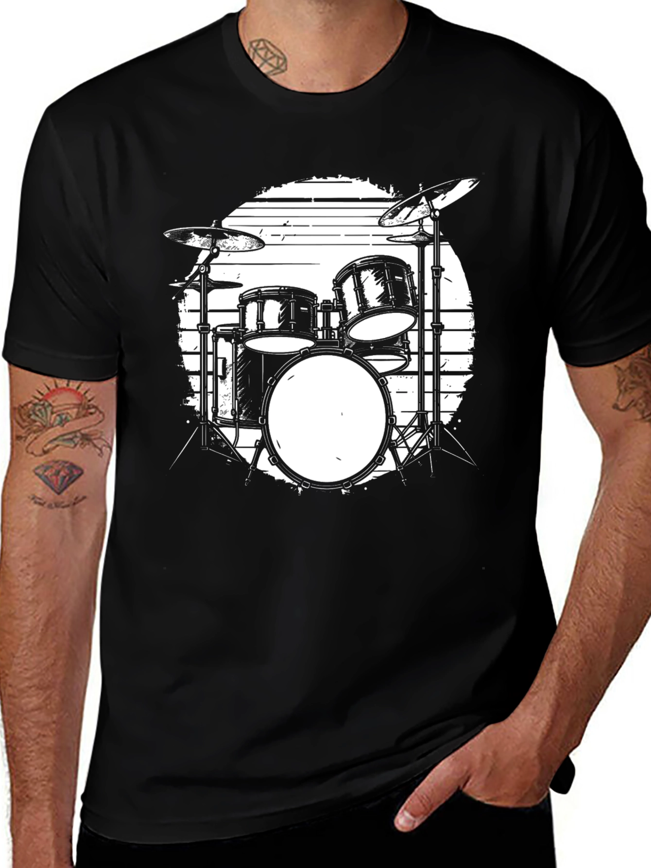 Variant 20 of Drum Kit Graphic Black T-Shirt
