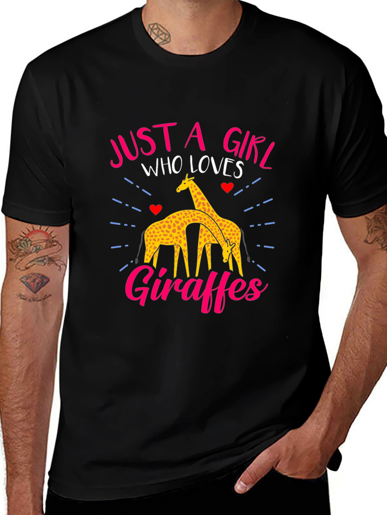 Variant 17 of Just a Girl Who Loves Giraffes Black T-Shirt