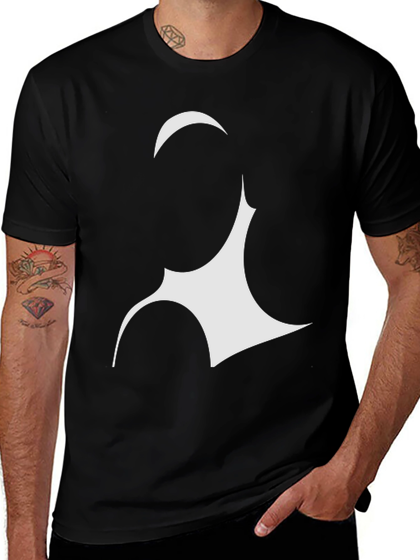 Variant 22 of Abstract Graphic Tee - Black Cotton Blend Shirt