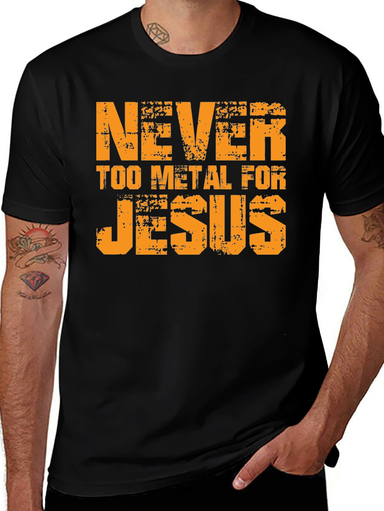 Variant 28 of Never Too Metal For Jesus Graphic Tee