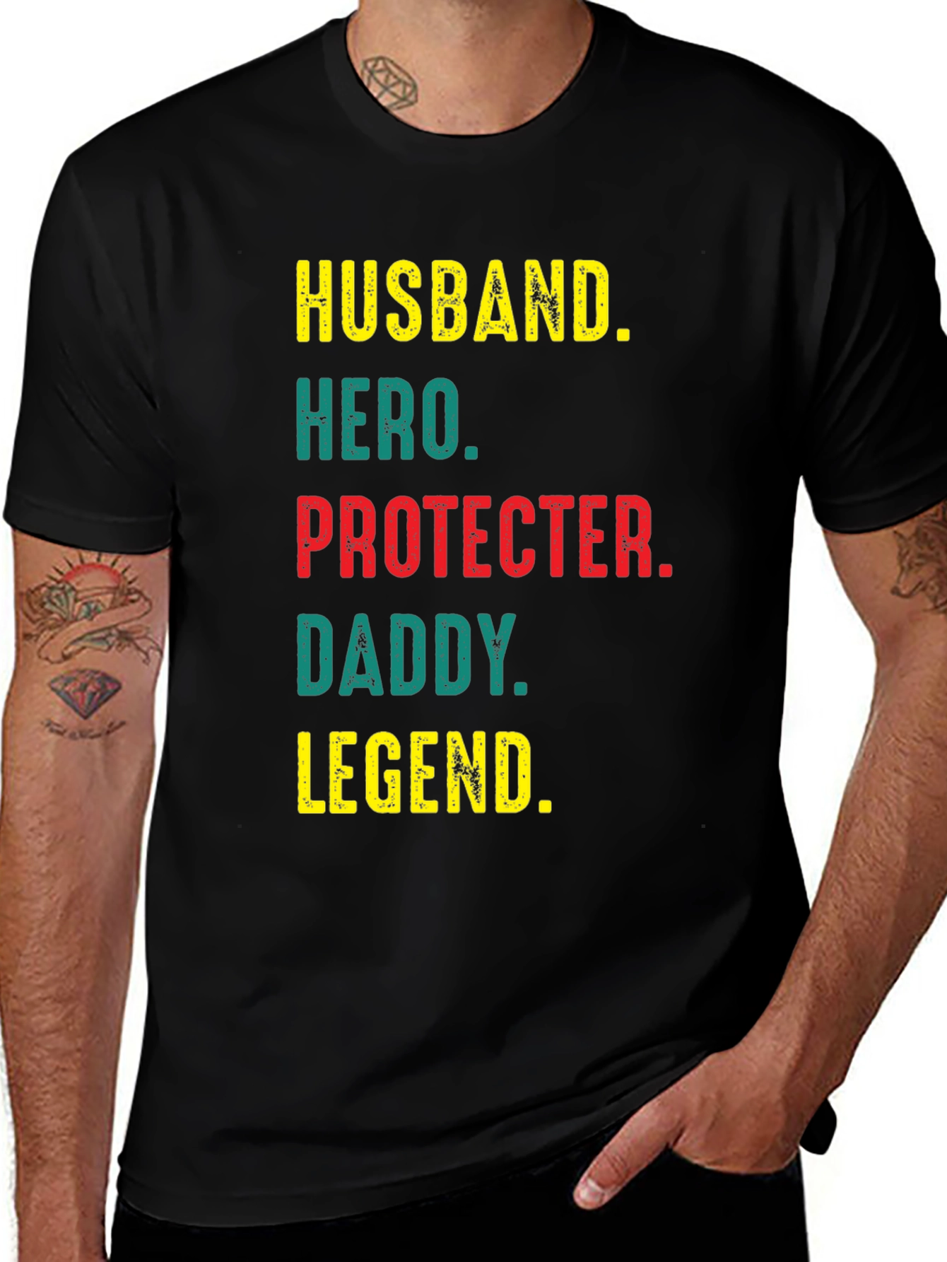 Variant 23 of Husband Hero Daddy Legend Graphic Tee