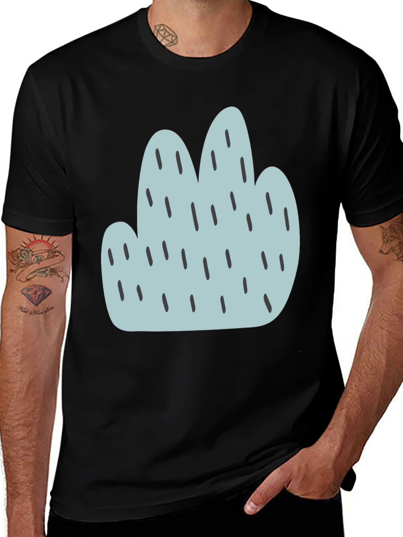 Variant 24 of Trendy Cactus Graphic Black T-Shirt
