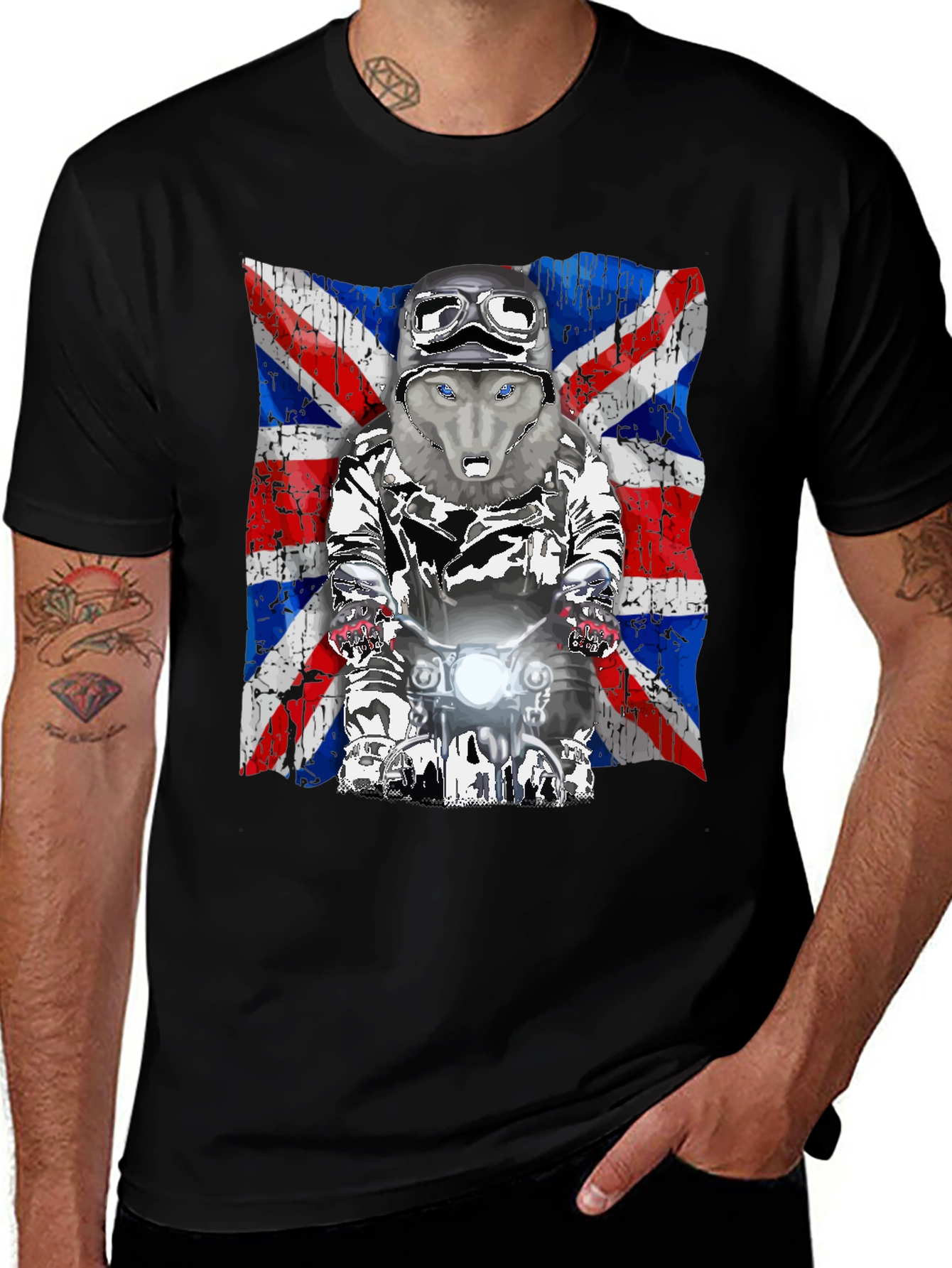 Variant 25 of Wolf Rider T-Shirt - Union Jack Design