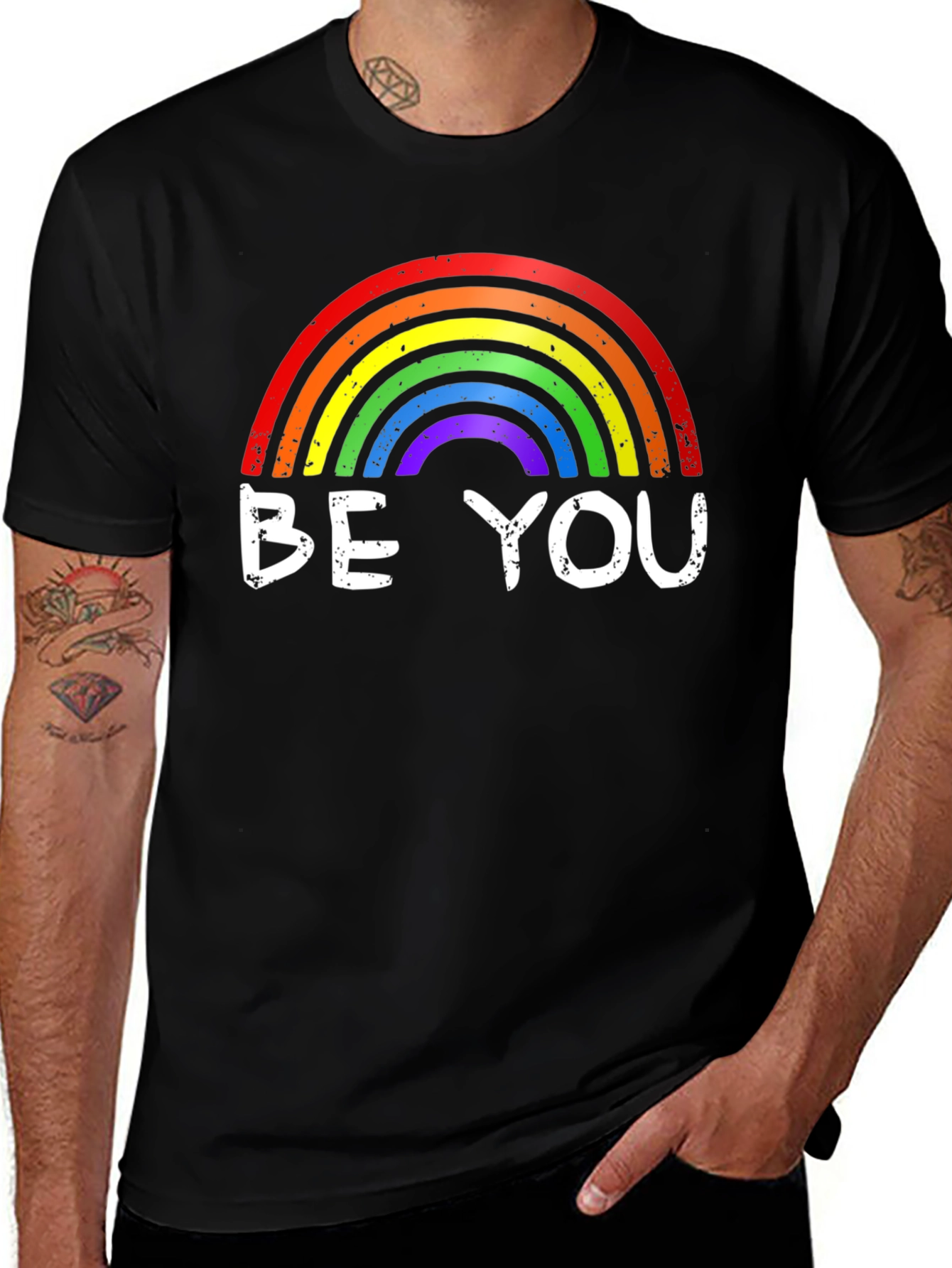 Variant 22 of Be You Rainbow Graphic Tee - Black Unisex T-Shirt
