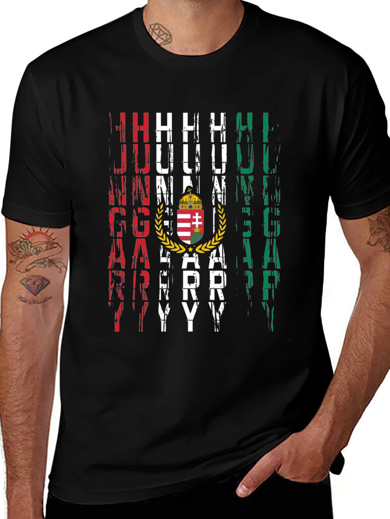 Hungary Flag T-Shirt - Black Cotton Tee
