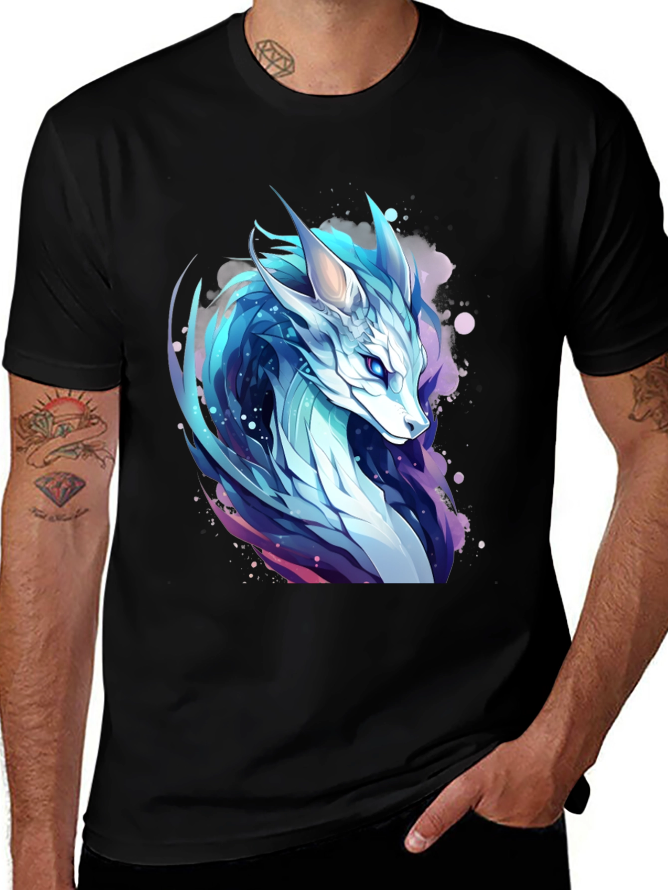 Variant 23 of Dragon Graphic Tee - Men's Black T-Shirt
