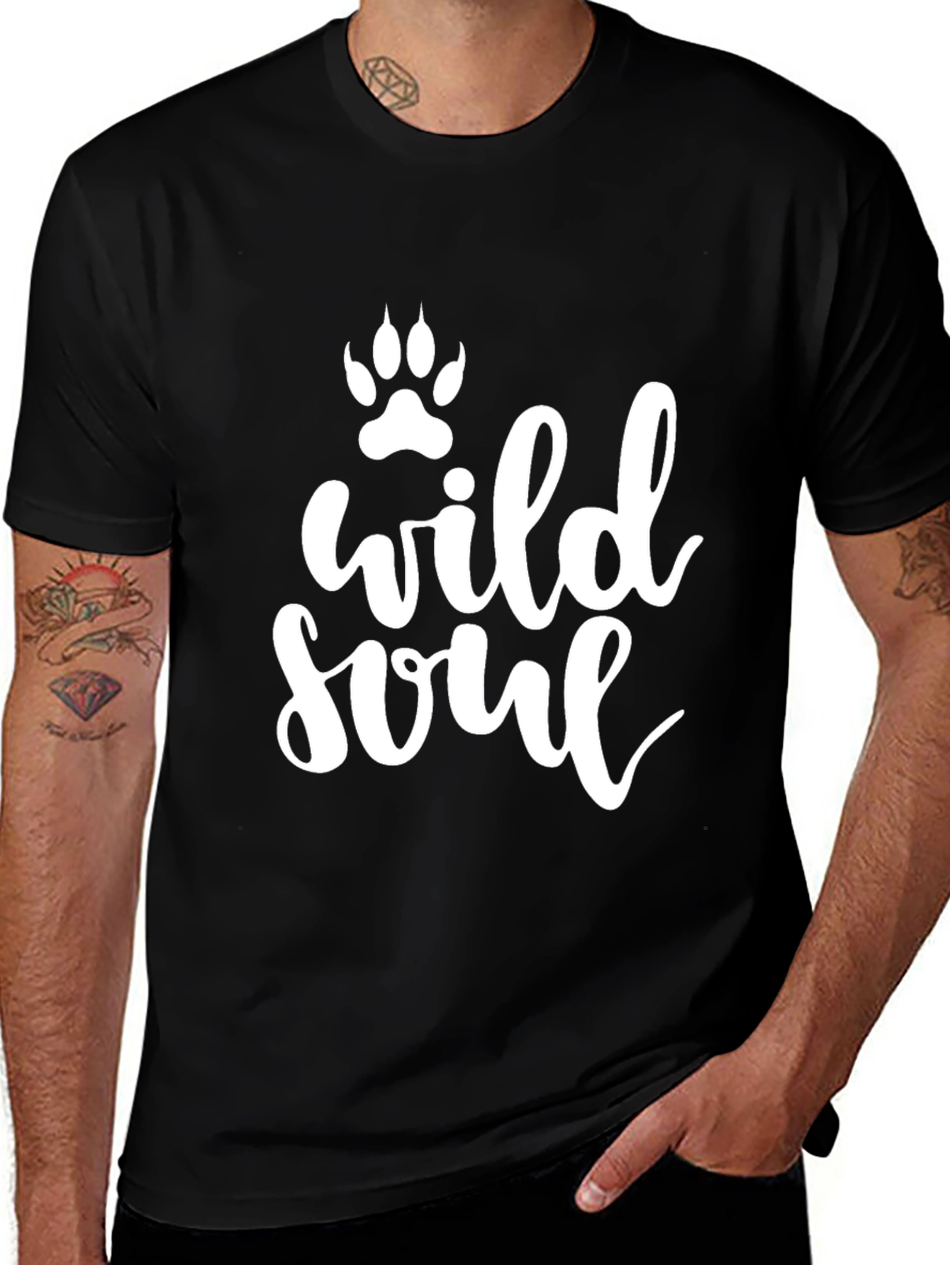 Black Wild Soul Paw Print Graphic Tee - Unisex Black T-Shirt main image
