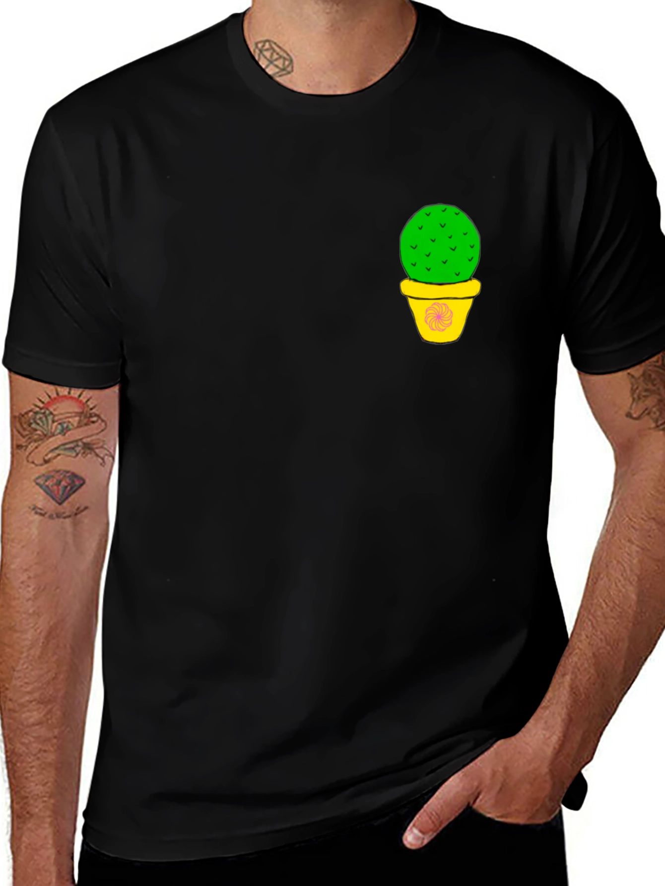 Variant 8 of Cactus Pot Graphic Black T-Shirt