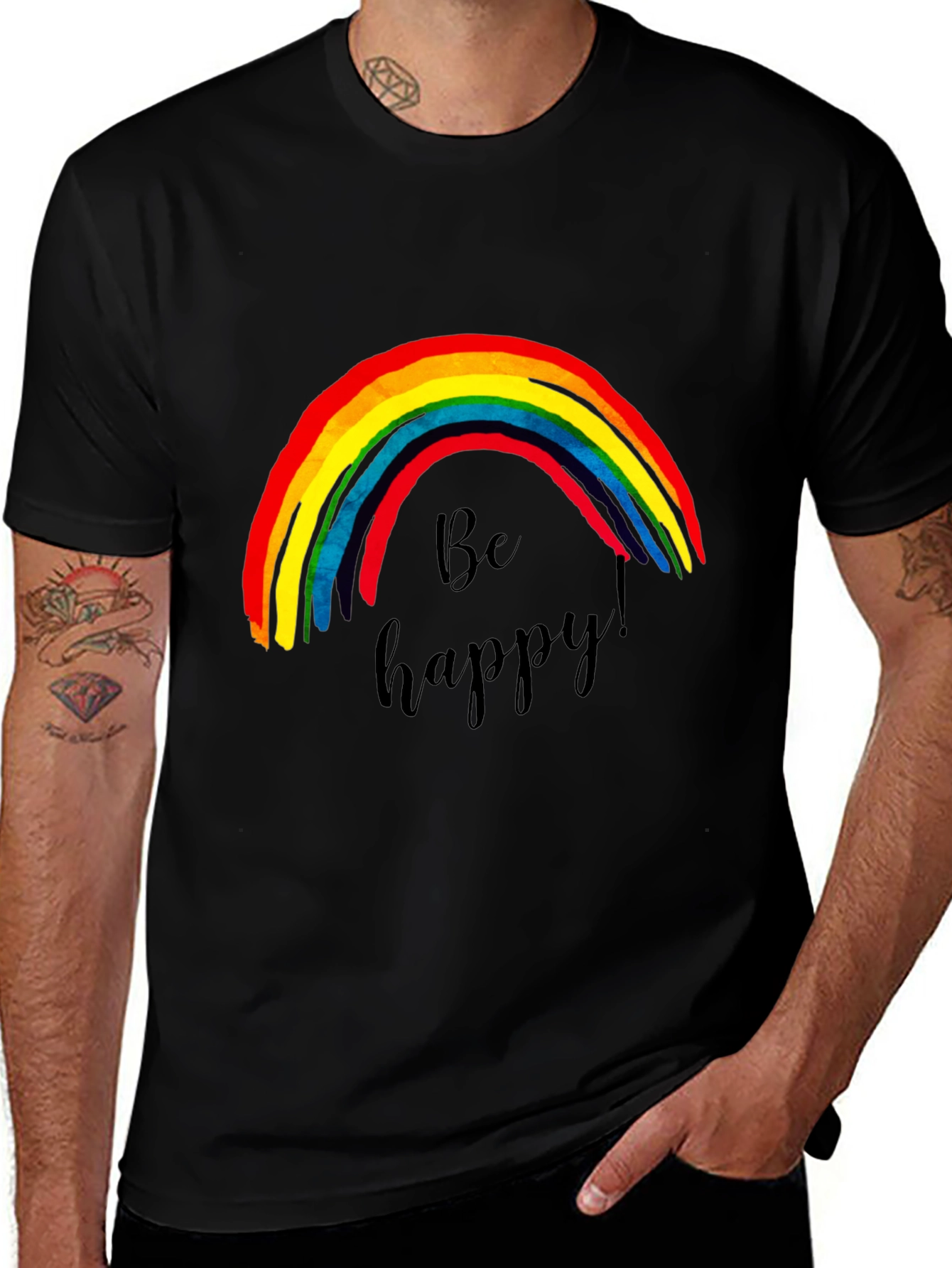 Variant 26 of Be Happy Rainbow Graphic Tee