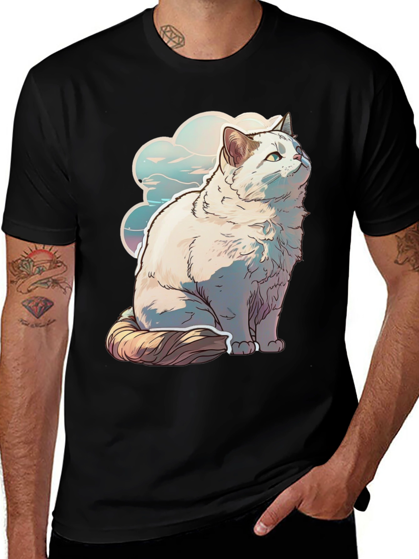 Cat Cloud Graphic Tee - Soft & Stylish