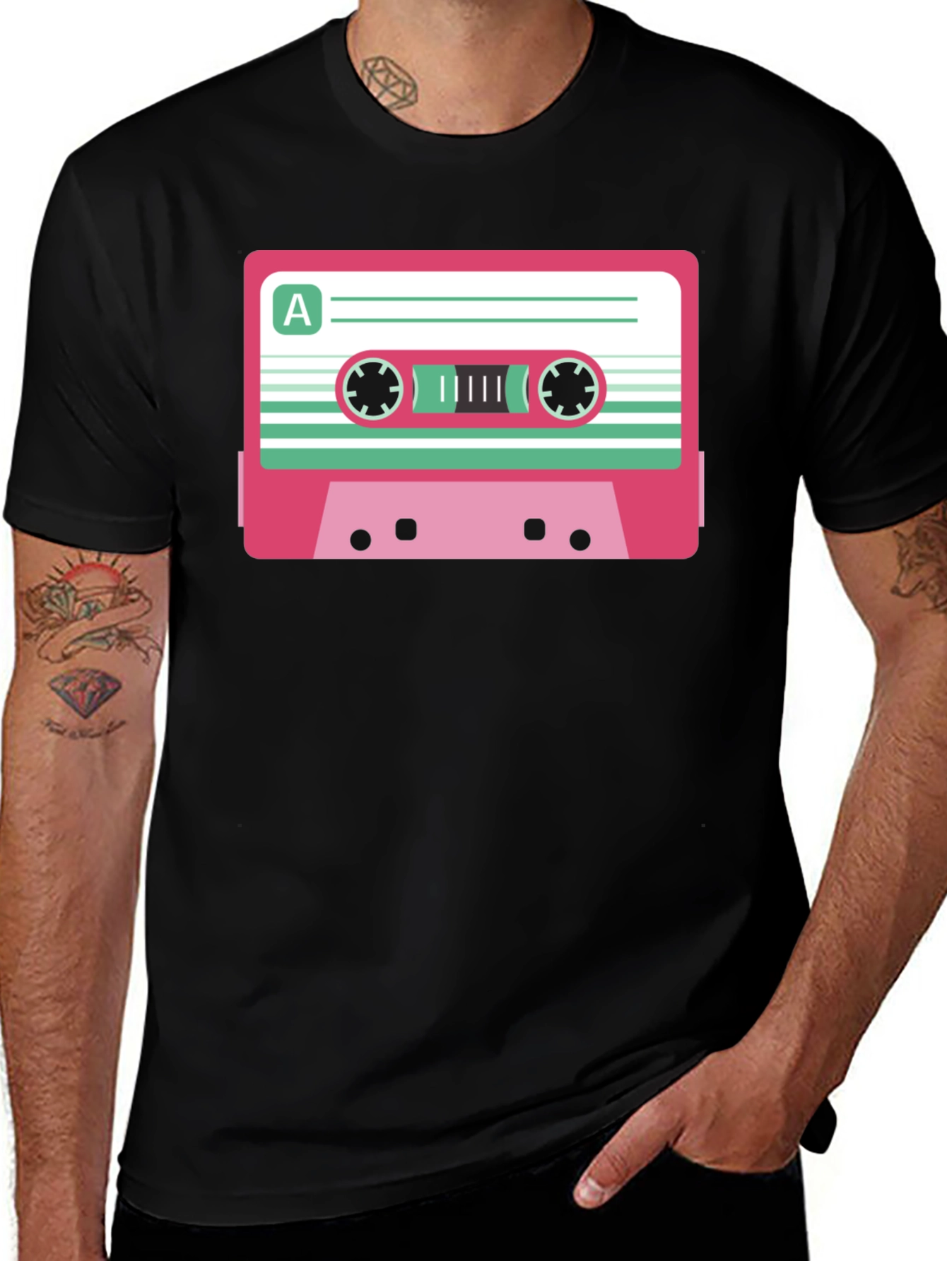 Variant 26 of Retro Cassette Tape Graphic T-Shirt - Black