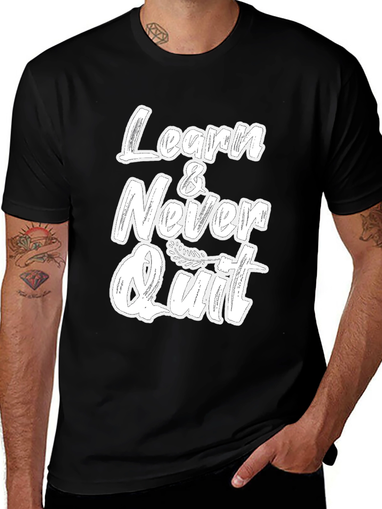 Variant 6 of Learn & Never Quit Black Graphic T-Shirt