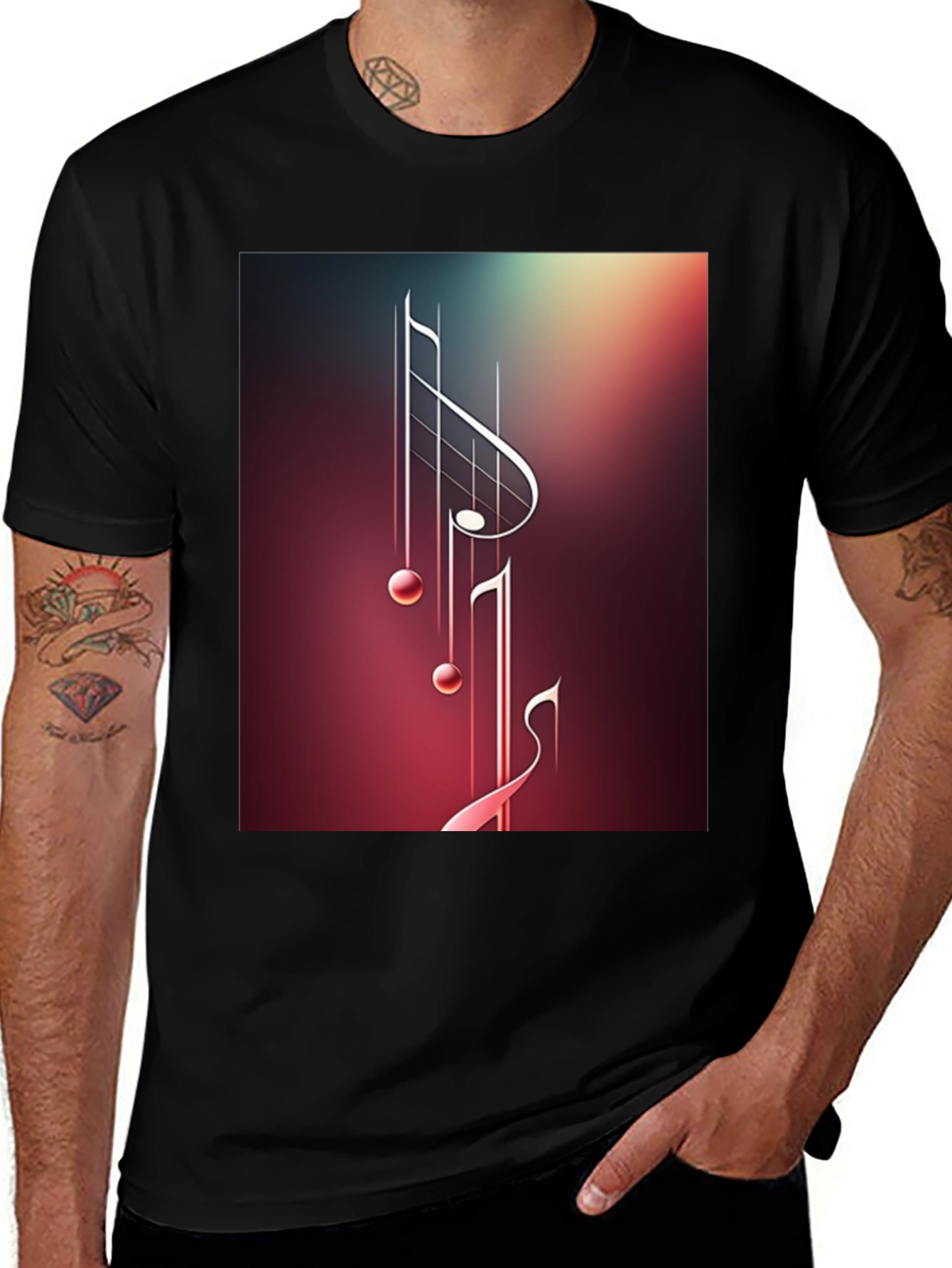 Variant 8 of Musical Notes Graphic Black T-Shirt