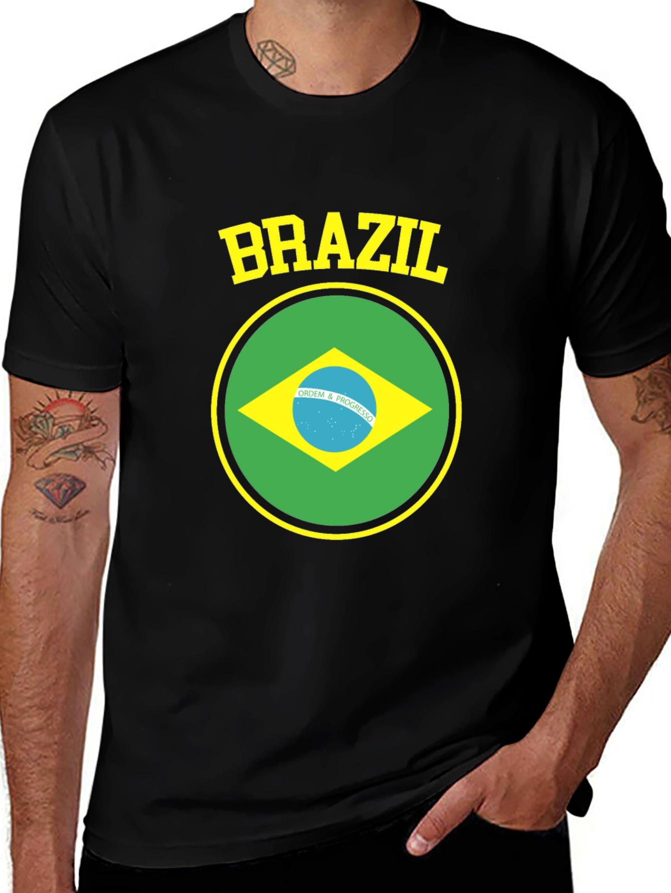 Brazil Flag T-Shirt - Black Tee