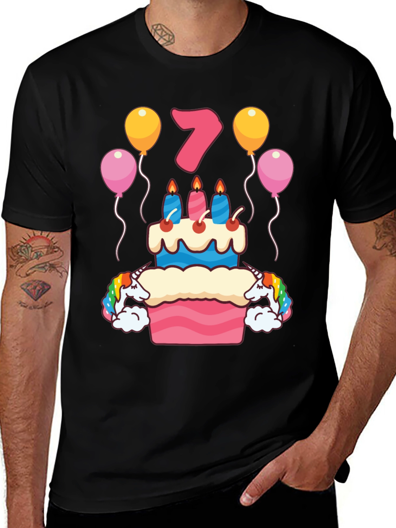 Variant 27 of Birthday 7 Unicorn Cake T-Shirt