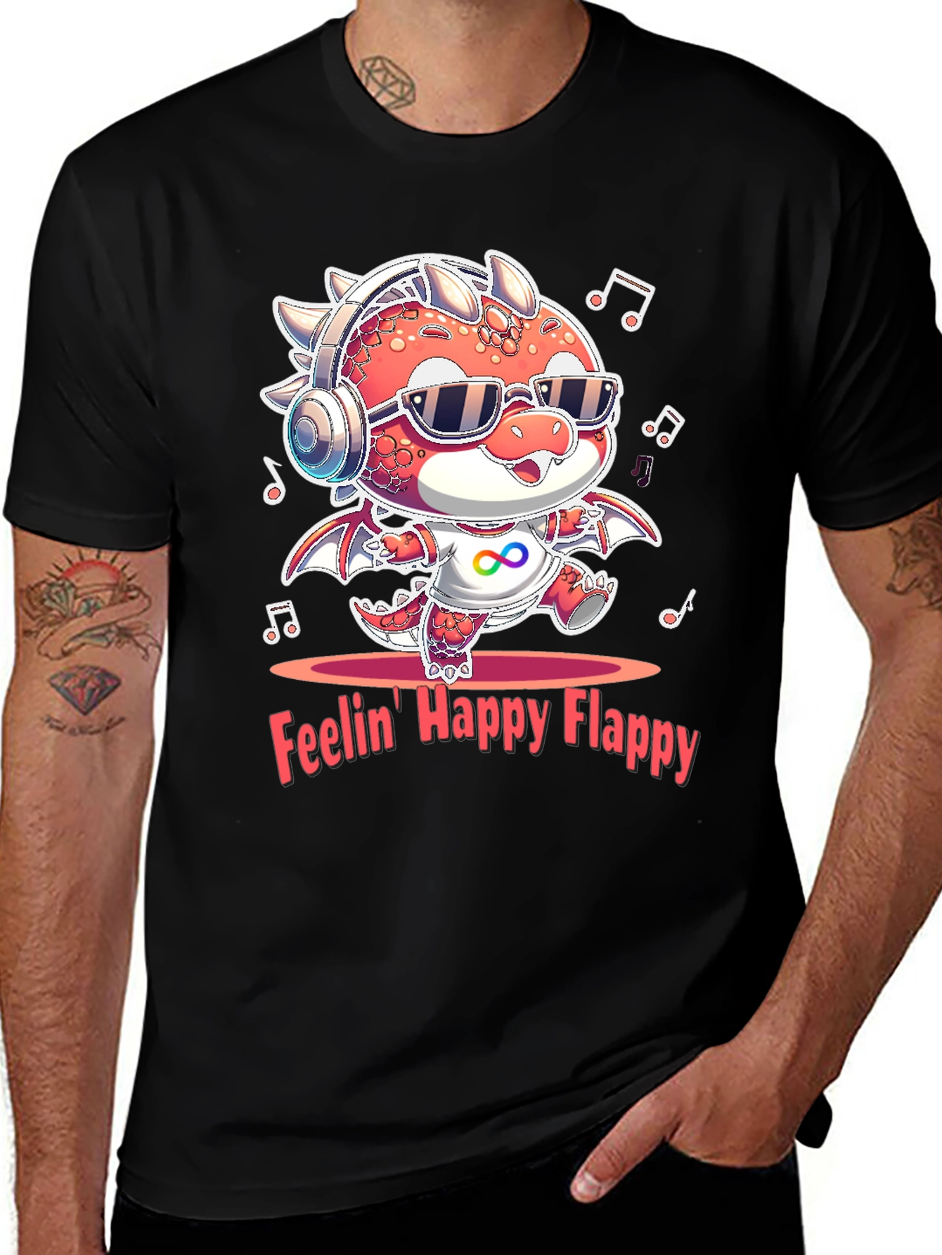 Variant 22 of Feelin' Happy Flappy Autism Awareness Dragon T-Shirt