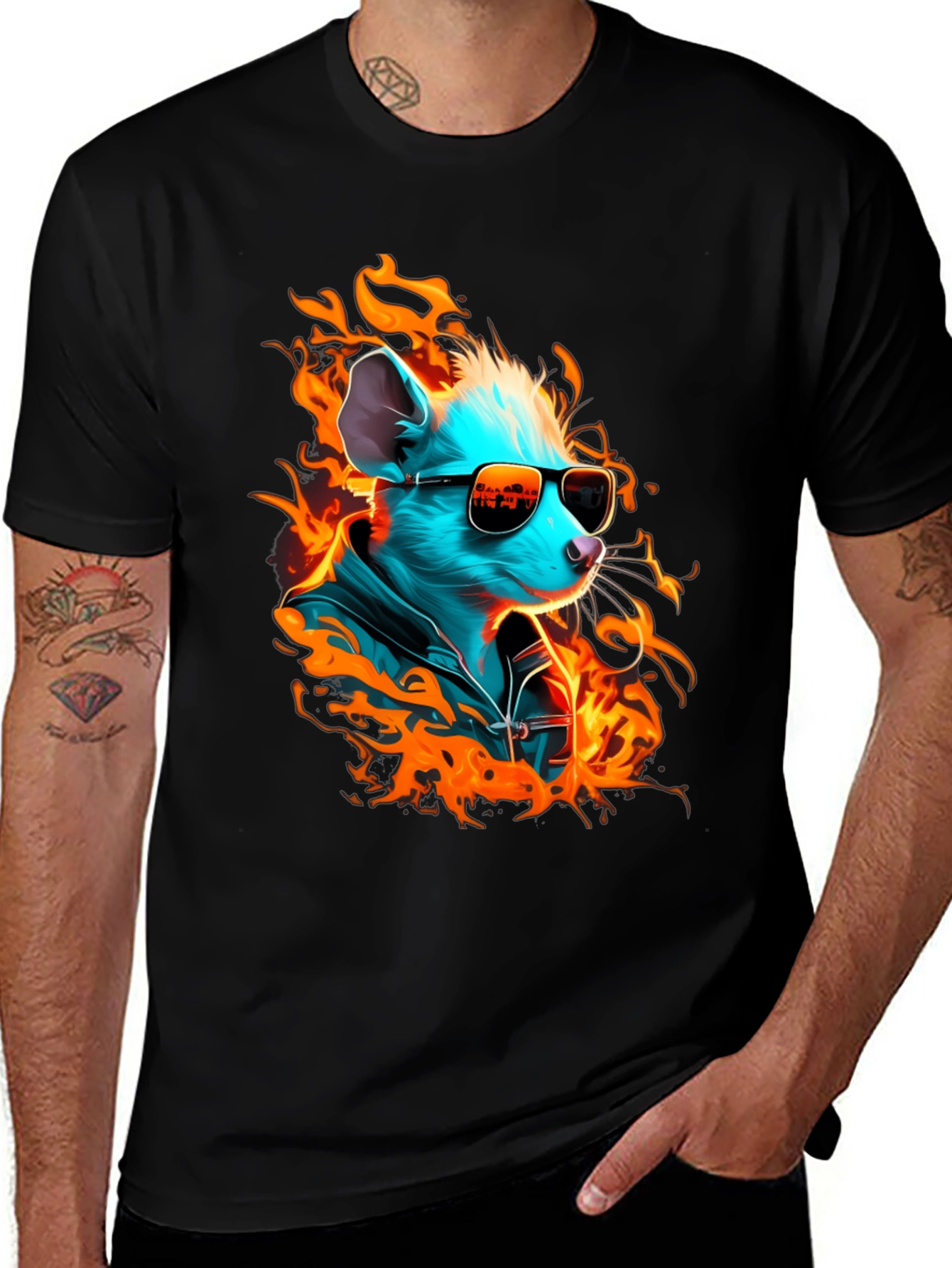 Variant 14 of Cool Rodent On Fire Graphic Tee