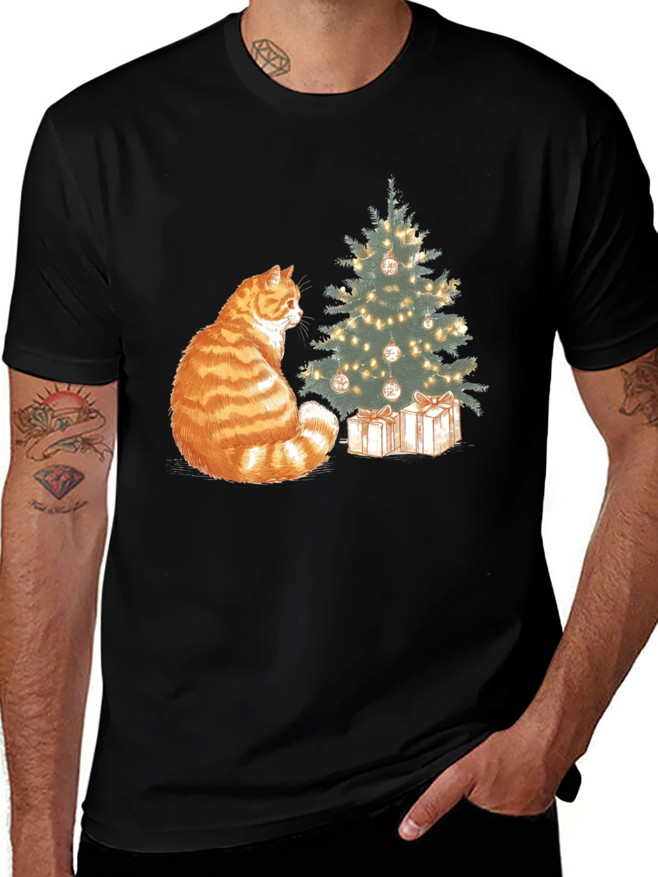 Variant 11 of Festive Cat Christmas T-Shirt