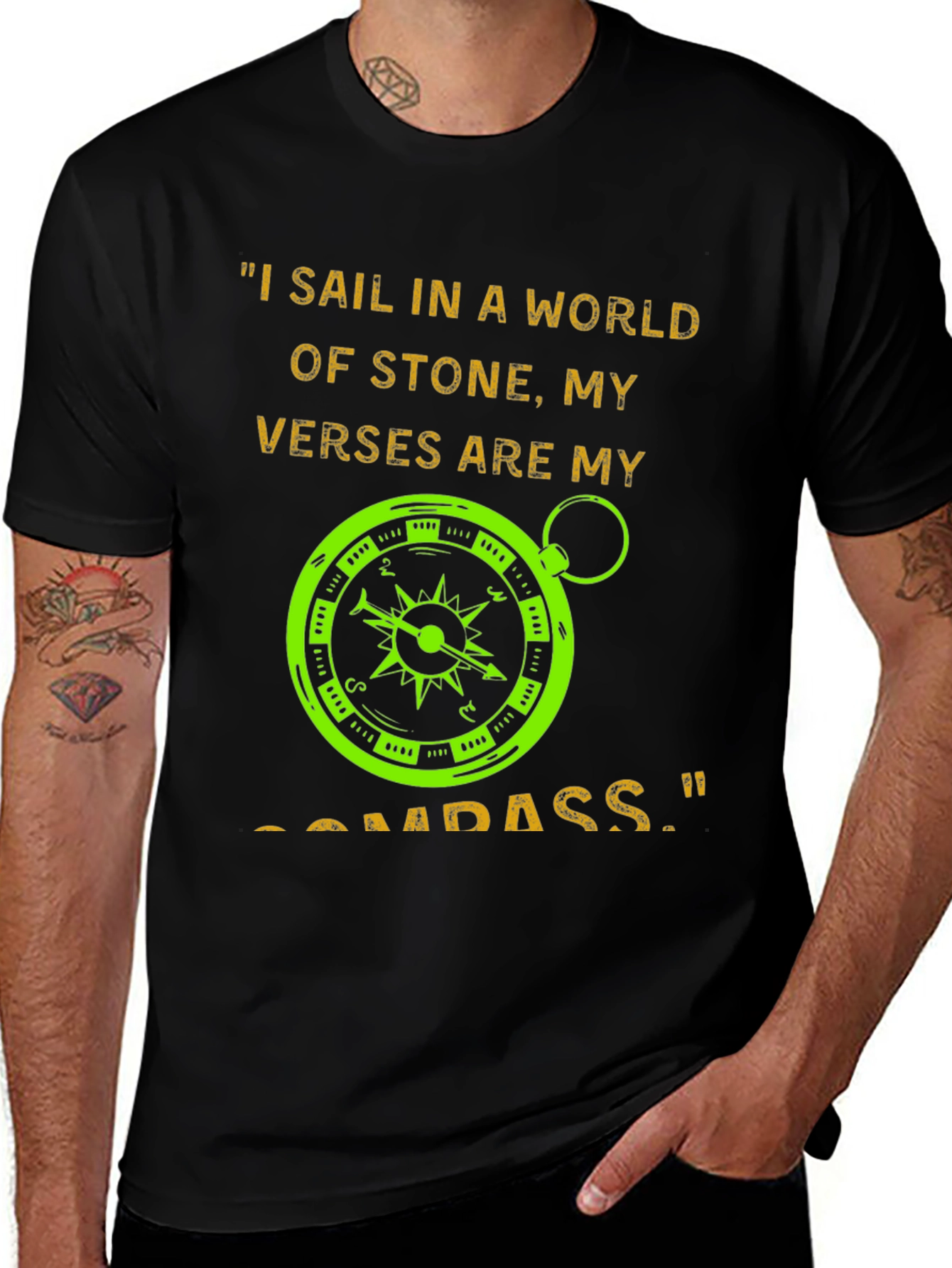 Variant 4 of Stone World Compass T-Shirt - Sail Your Verse