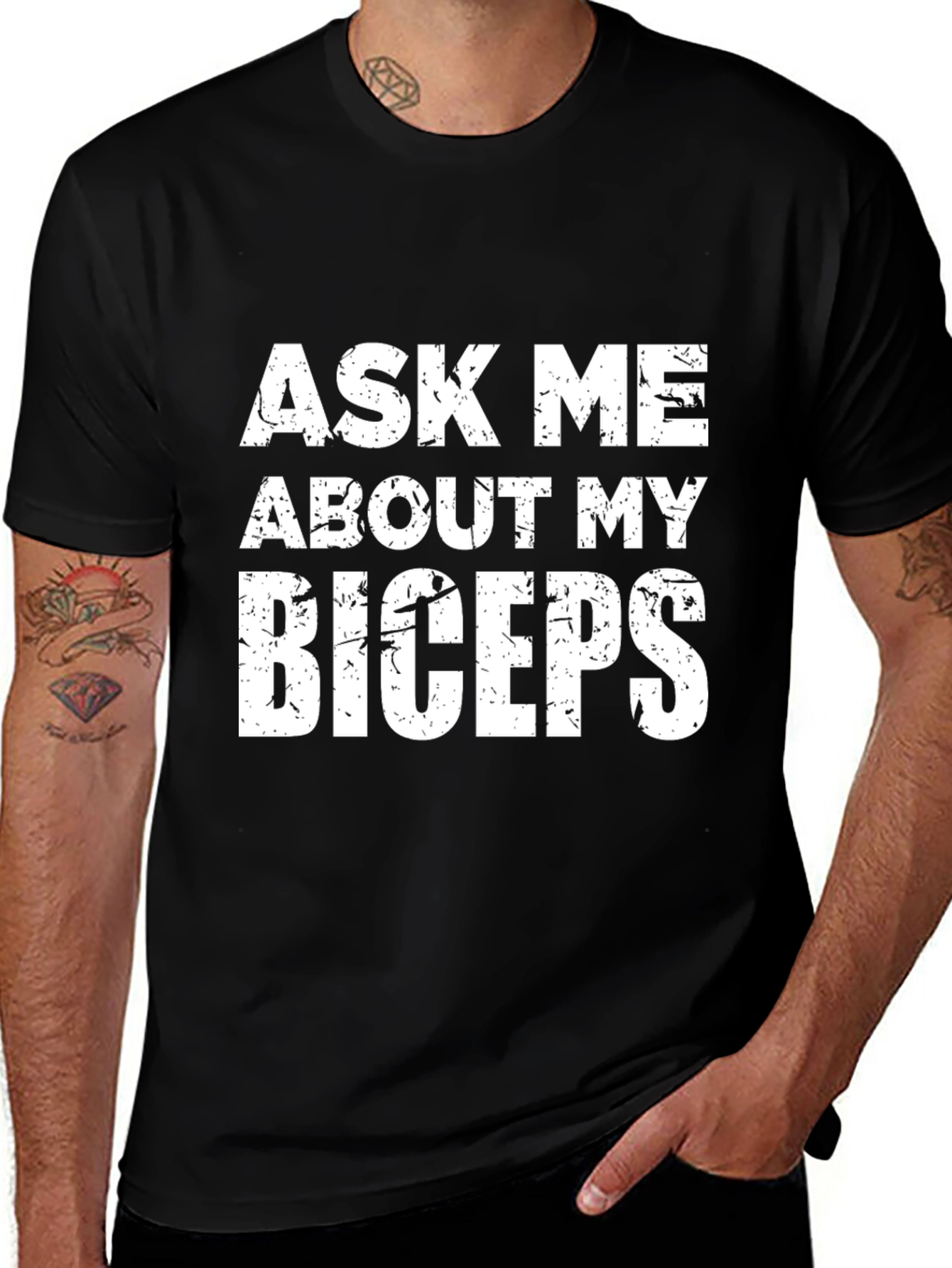 Variant 30 of Ask Me About My Biceps Funny Gym Workout T-Shirt