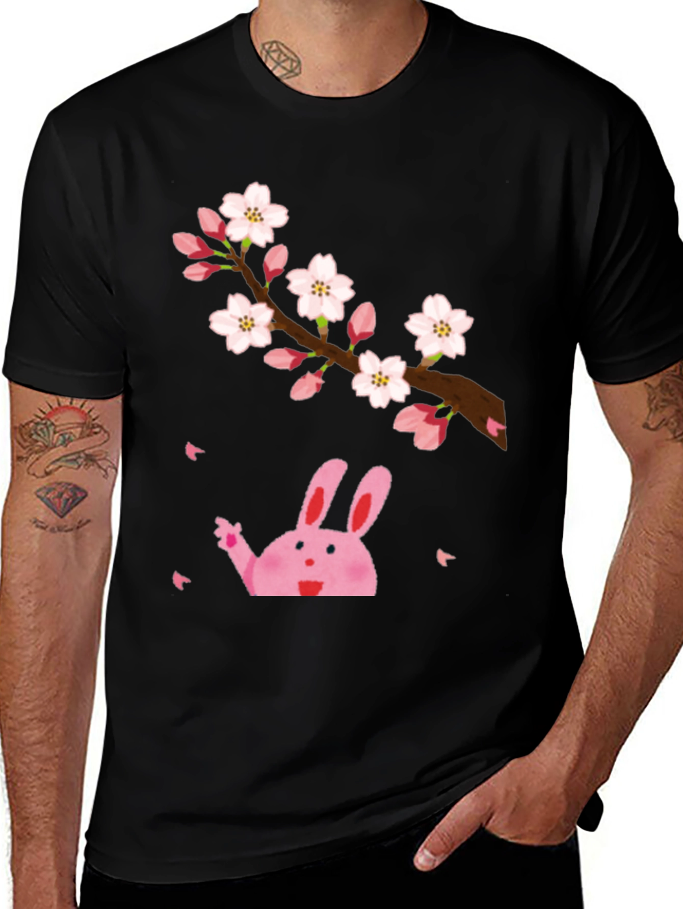 Variant 22 of Sakura Bunny Black T-Shirt