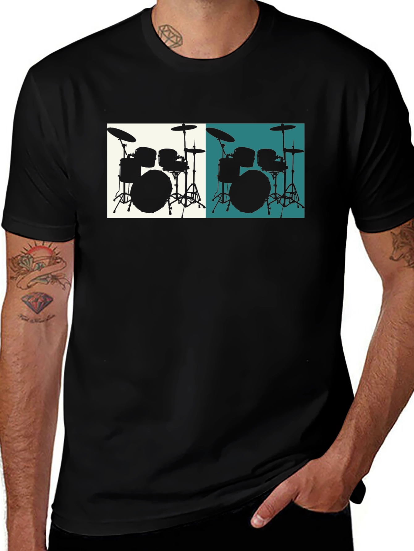 Variant 3 of Drum Set Graphic Tee - Musician Style