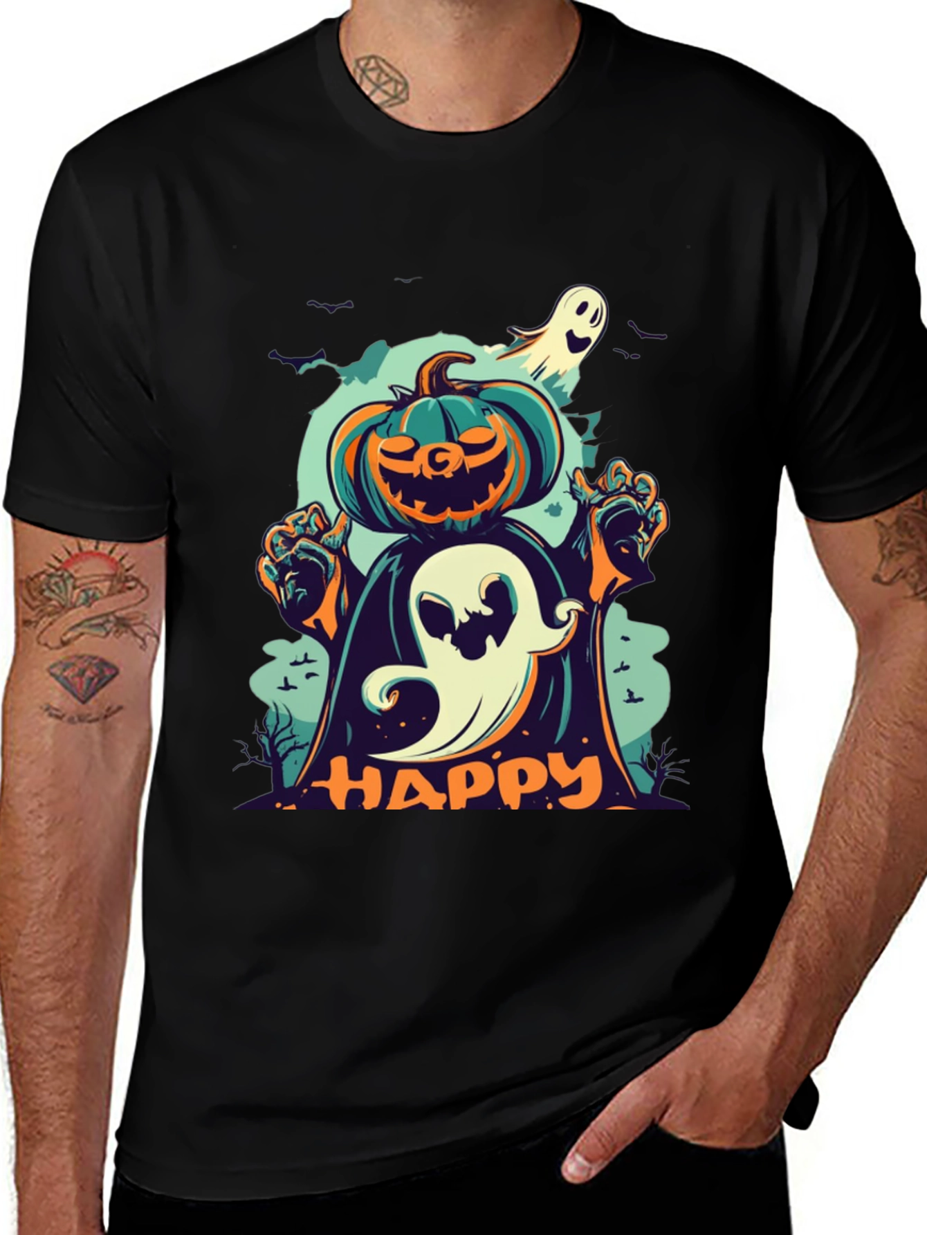 Variant 18 of Happy Halloween Pumpkin Ghost T-Shirt