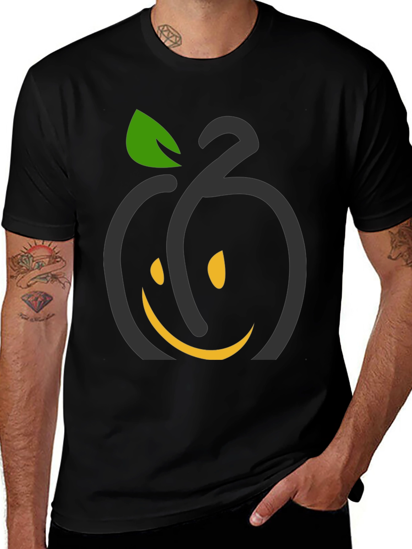 Smiling Fruit Graphic Tee - Black