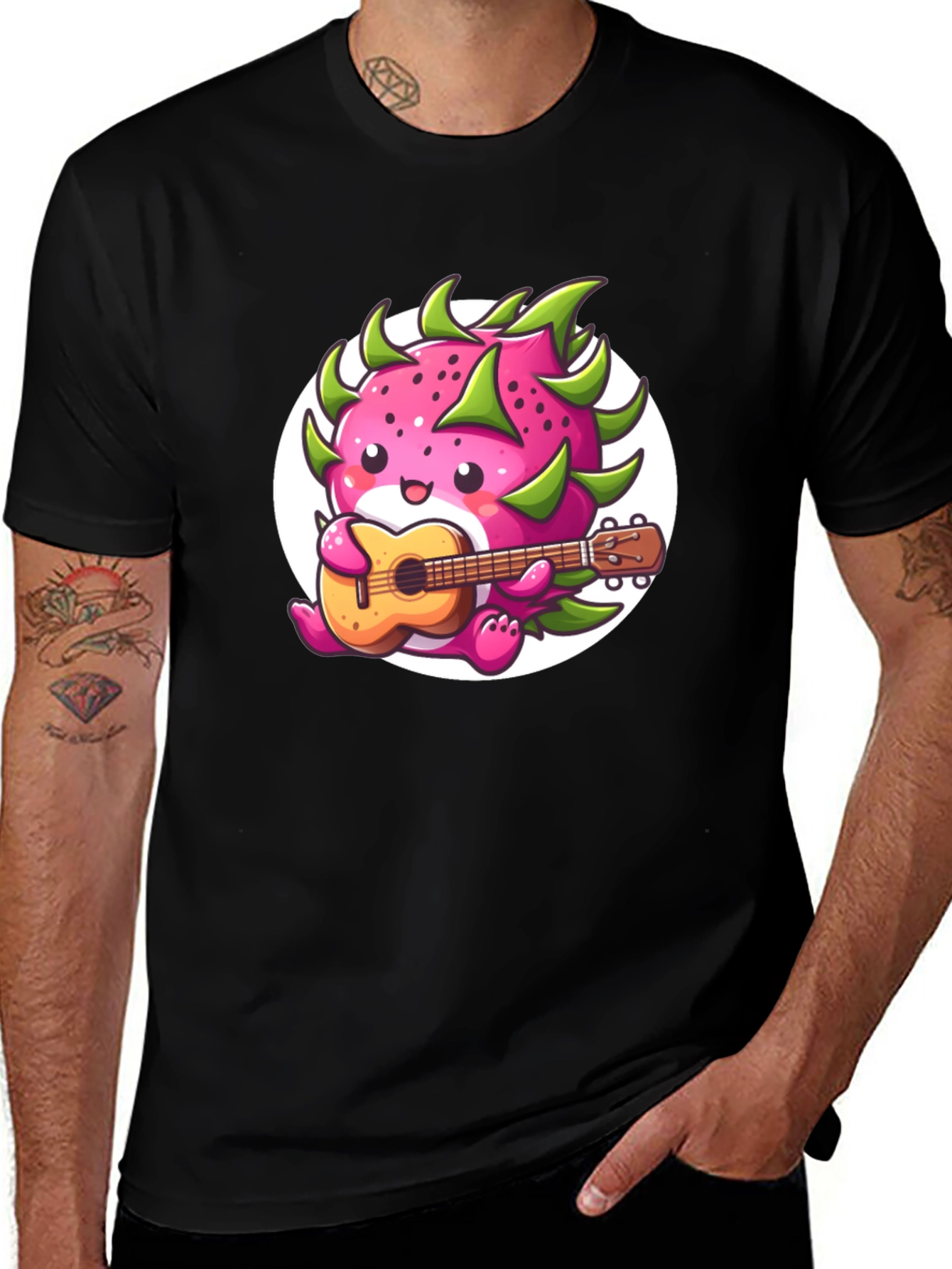 Variant 30 of Dragon Fruit Ukulele Black T-Shirt