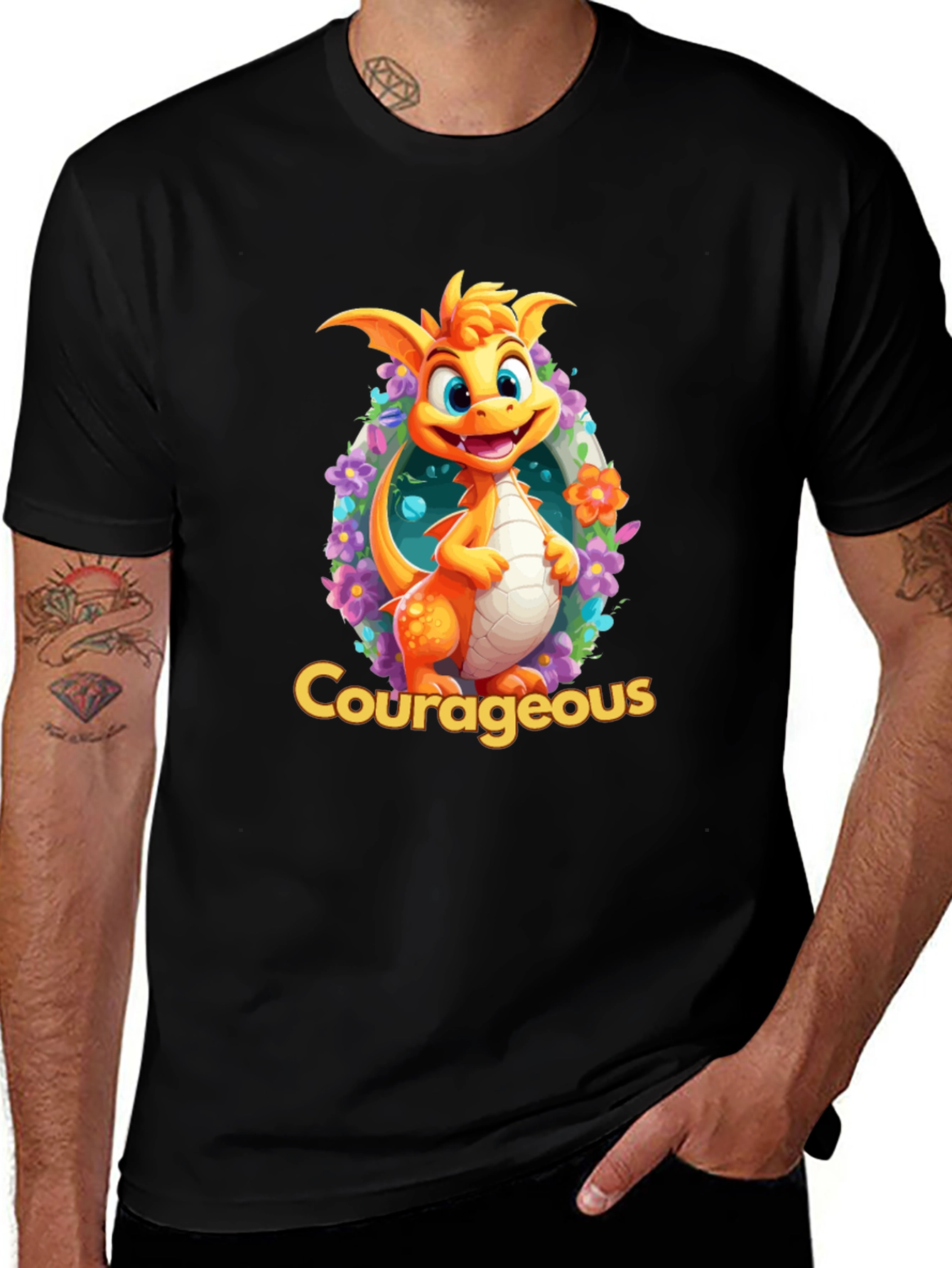 Variant 6 of Courageous Dragon T-Shirt: Whimsical Graphic Tee