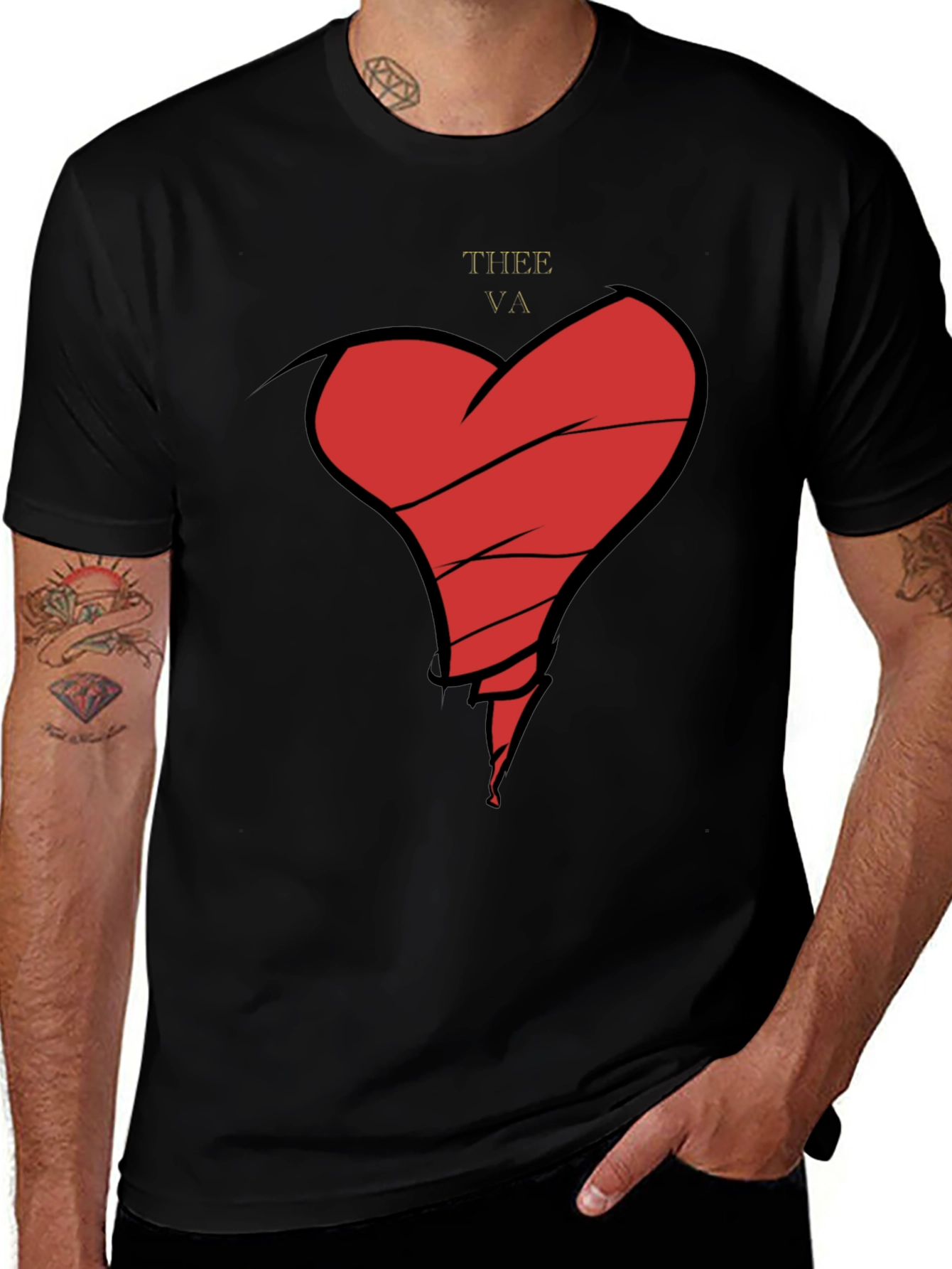 Variant 10 of Broken Heart Graphic Tee - Men's Black T-Shirt