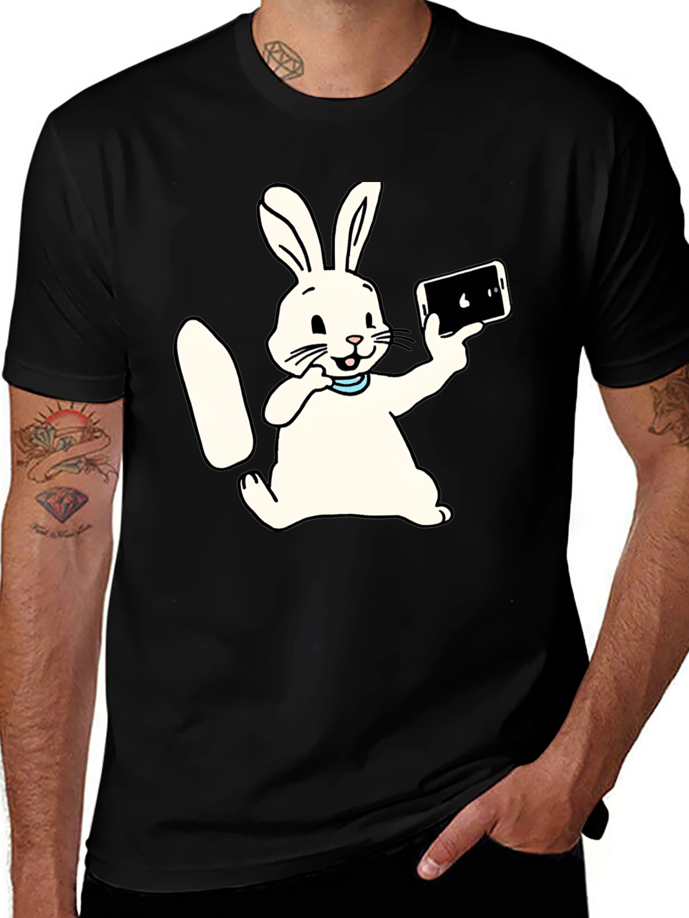 Variant 14 of Bunny Selfie T-Shirt - Cute Cartoon Rabbit Tee