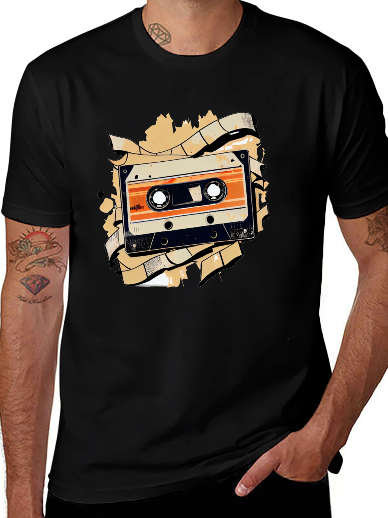 Variant 9 of Retro Cassette Tape Graphic Tee - Black