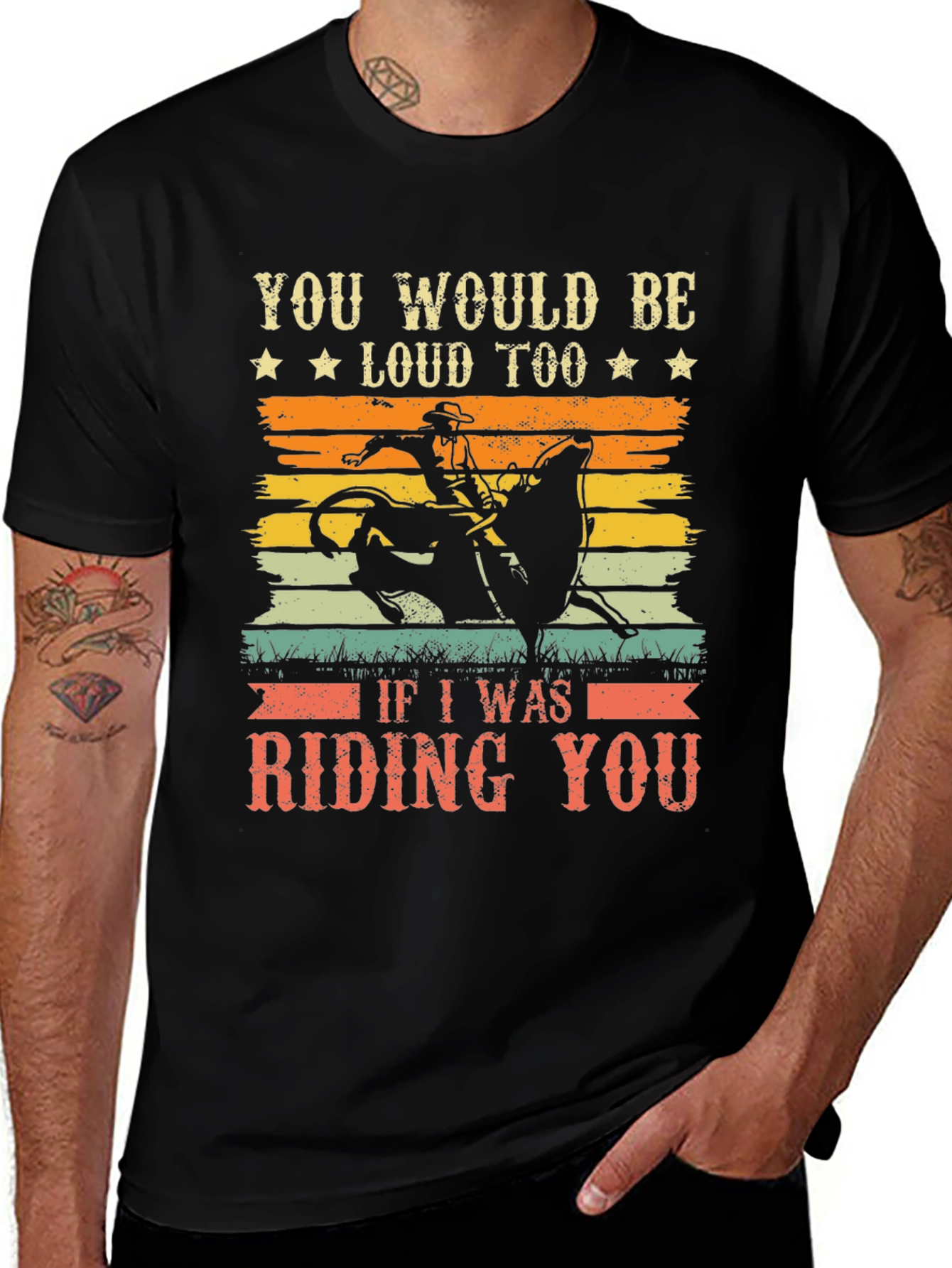 Variant 23 of Funny Rodeo Riding You Graphic T-Shirt