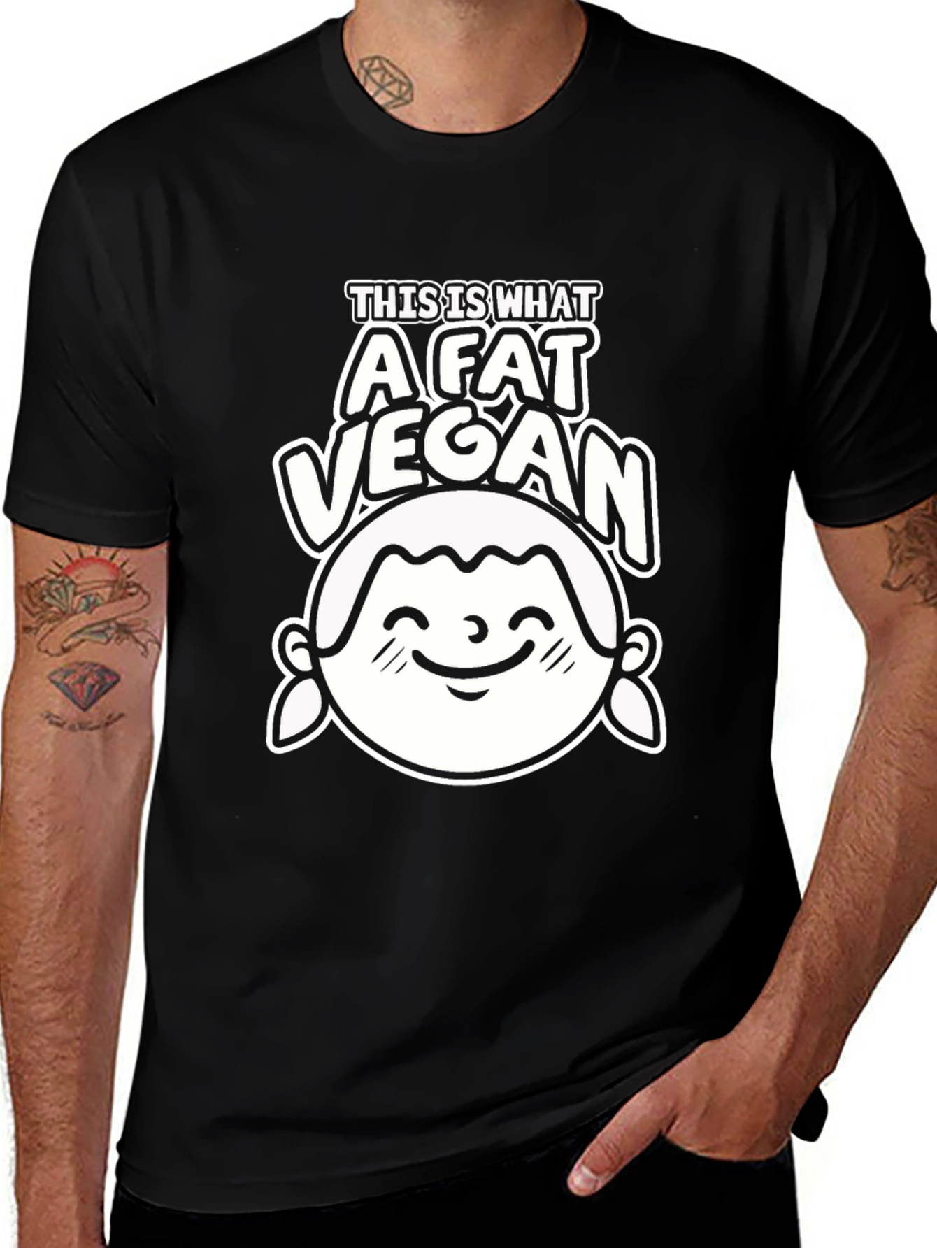 Variant 27 of Funny Vegan T-Shirt - Fat Vegan Graphic Tee