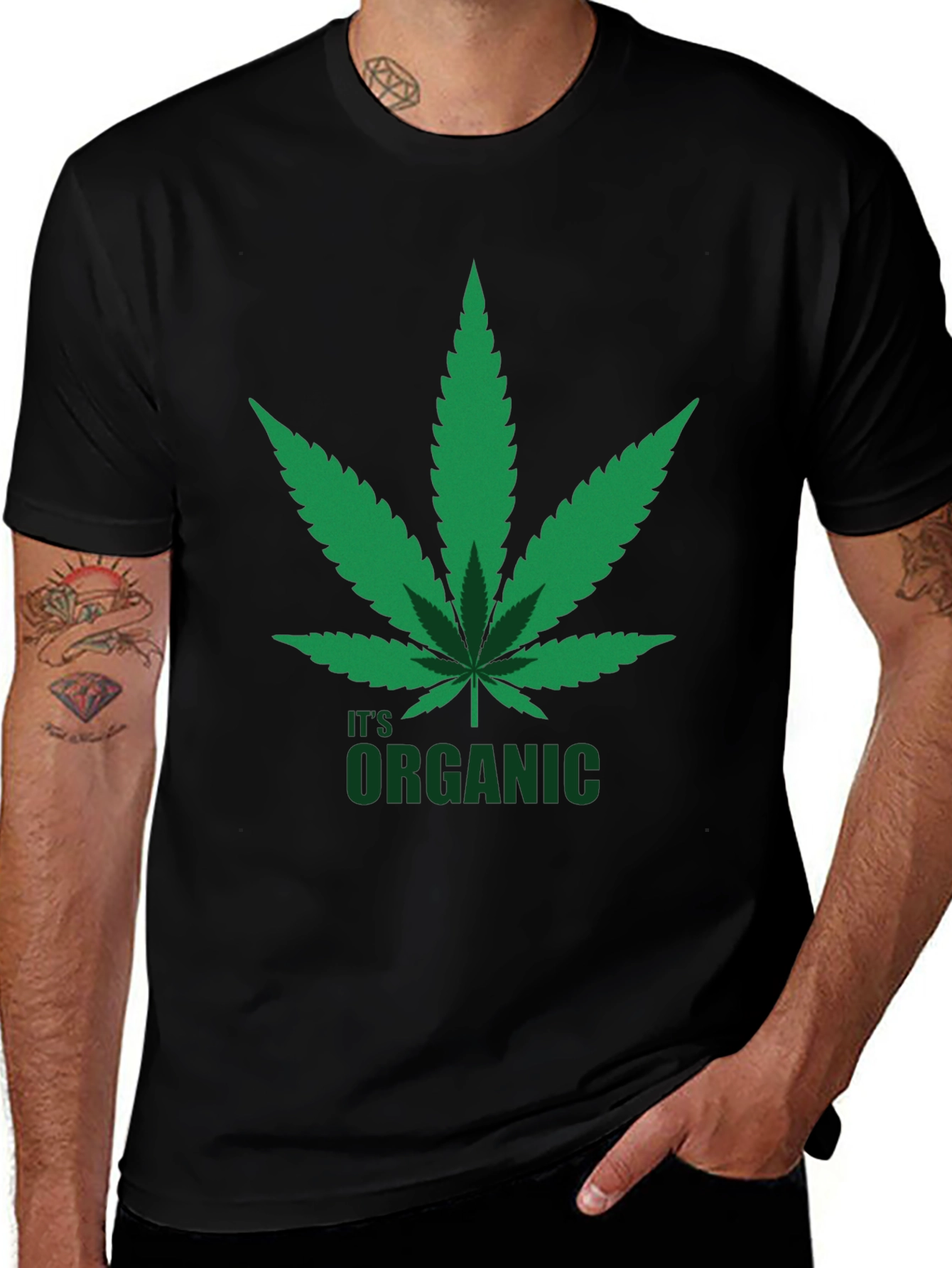 Variant 28 of It's Organic T-Shirt - Novelty Marijuana Leaf Design