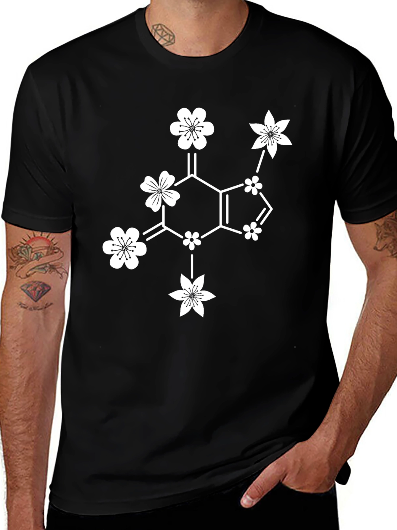 Variant 17 of Floral Caffeine T-Shirt - Black