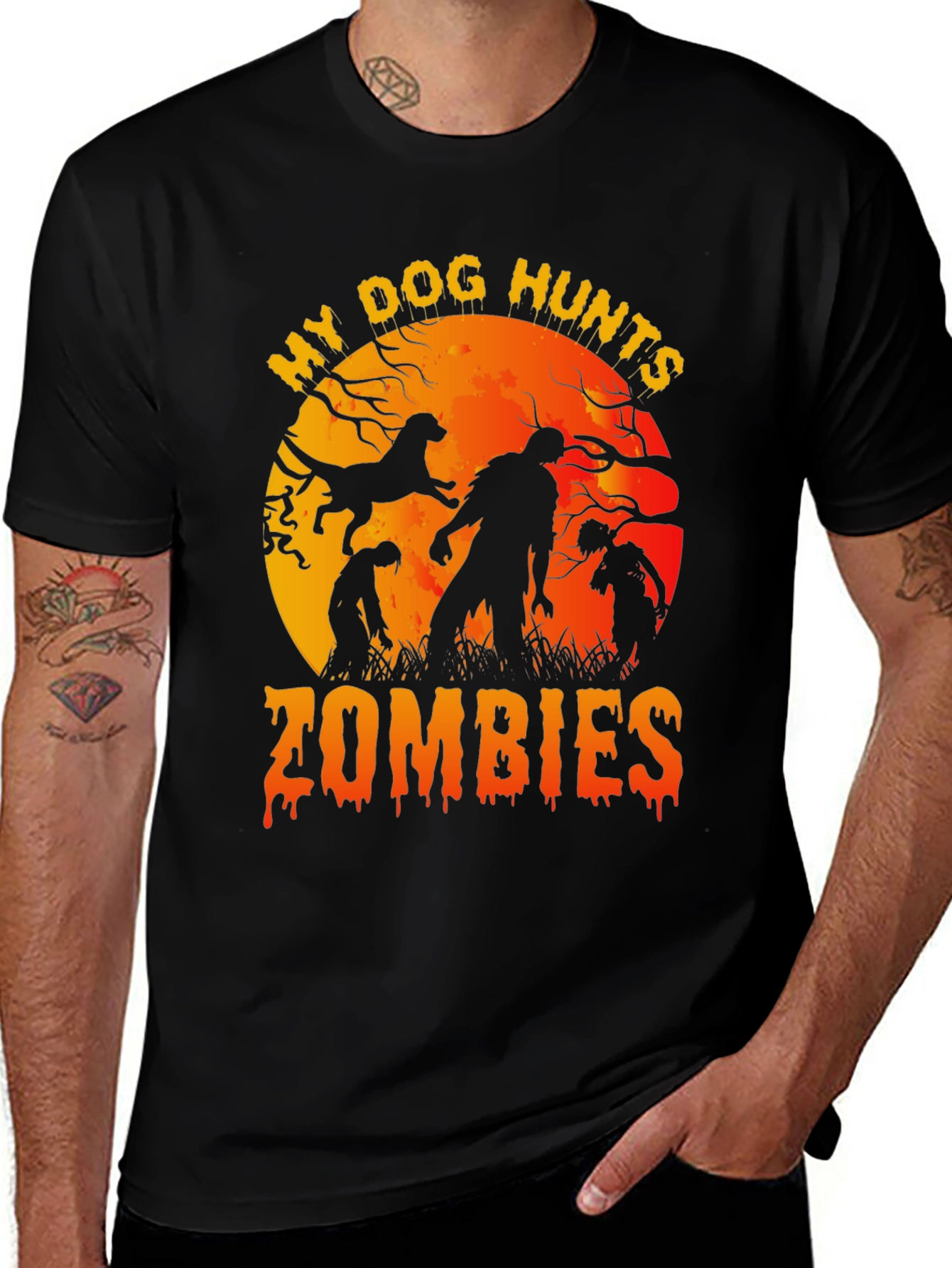 Variant 30 of My Dog Hunts Zombies Graphic T-Shirt