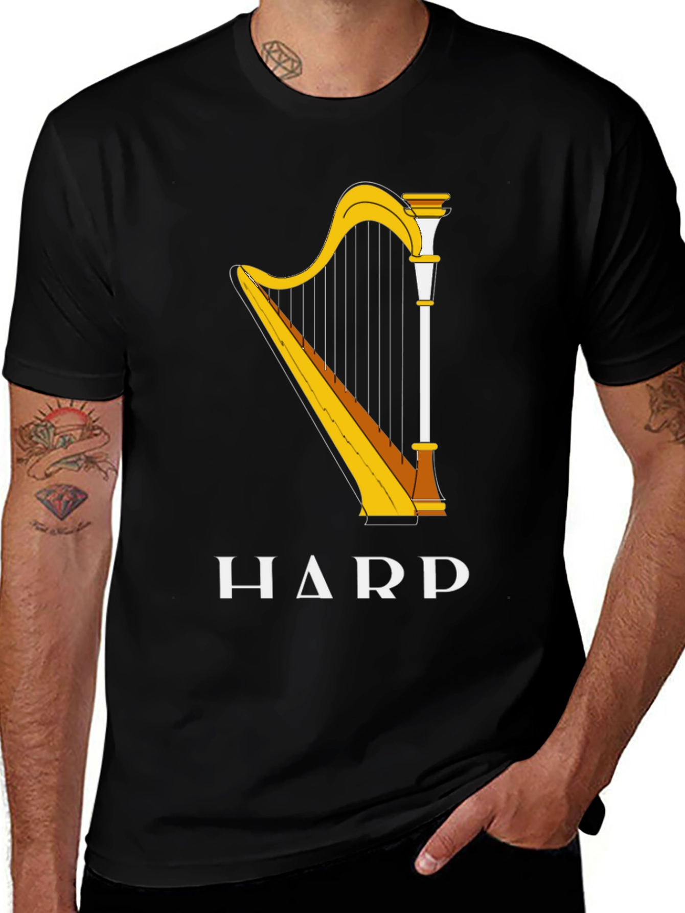 Variant 15 of Harp Graphic Tee - Classic Musical Instrument T-Shirt