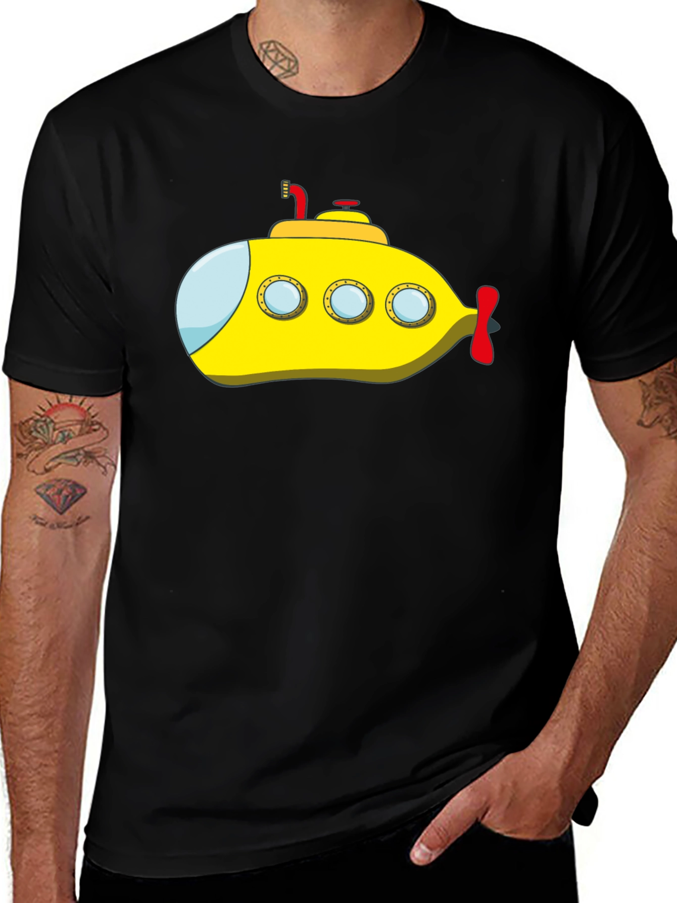 Variant 10 of Yellow Submarine Graphic Tee - Black Cotton T-Shirt