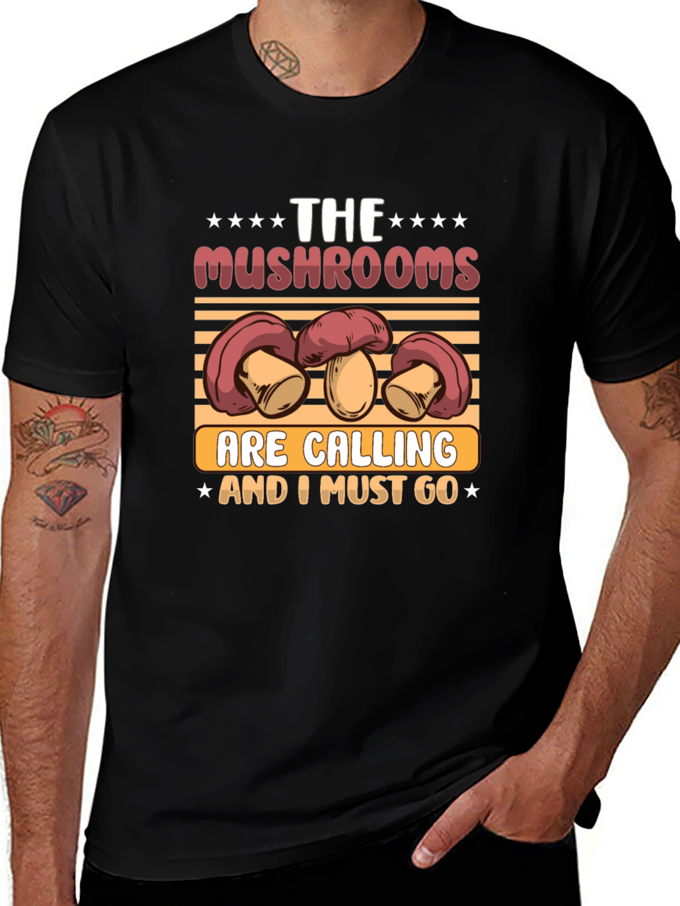 Variant 6 of Mushroom Calling Black Tee