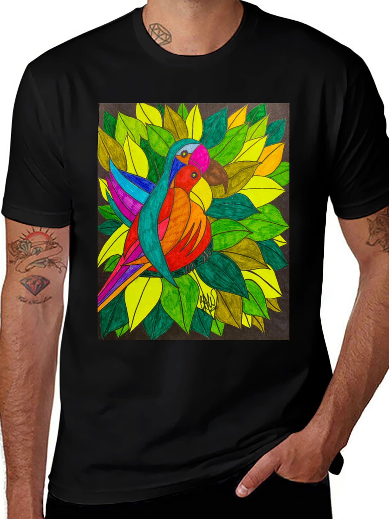 Parrot Art Graphic T-Shirt