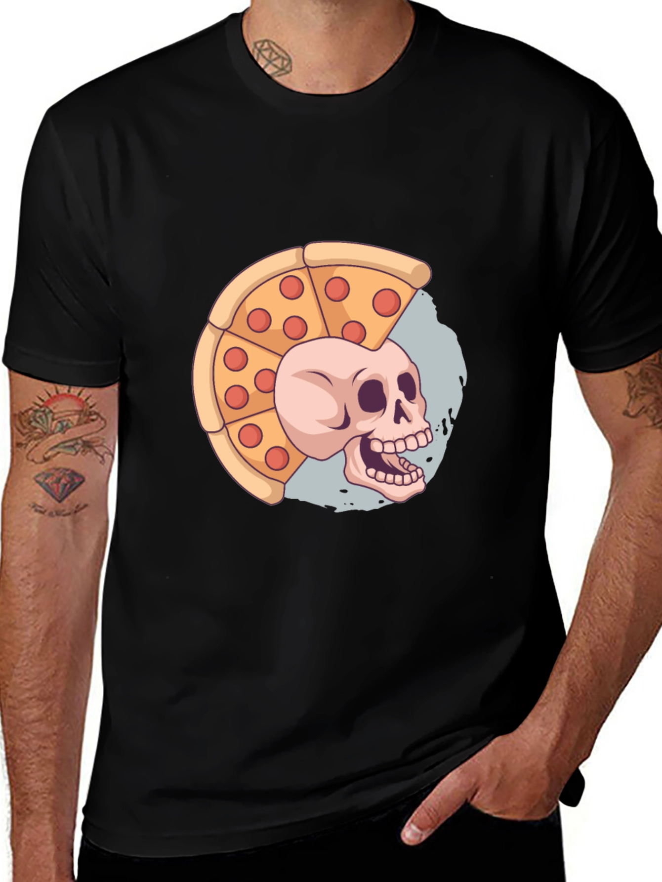 Variant 13 of Pizza Skull Graphic T-Shirt - Unique Design
