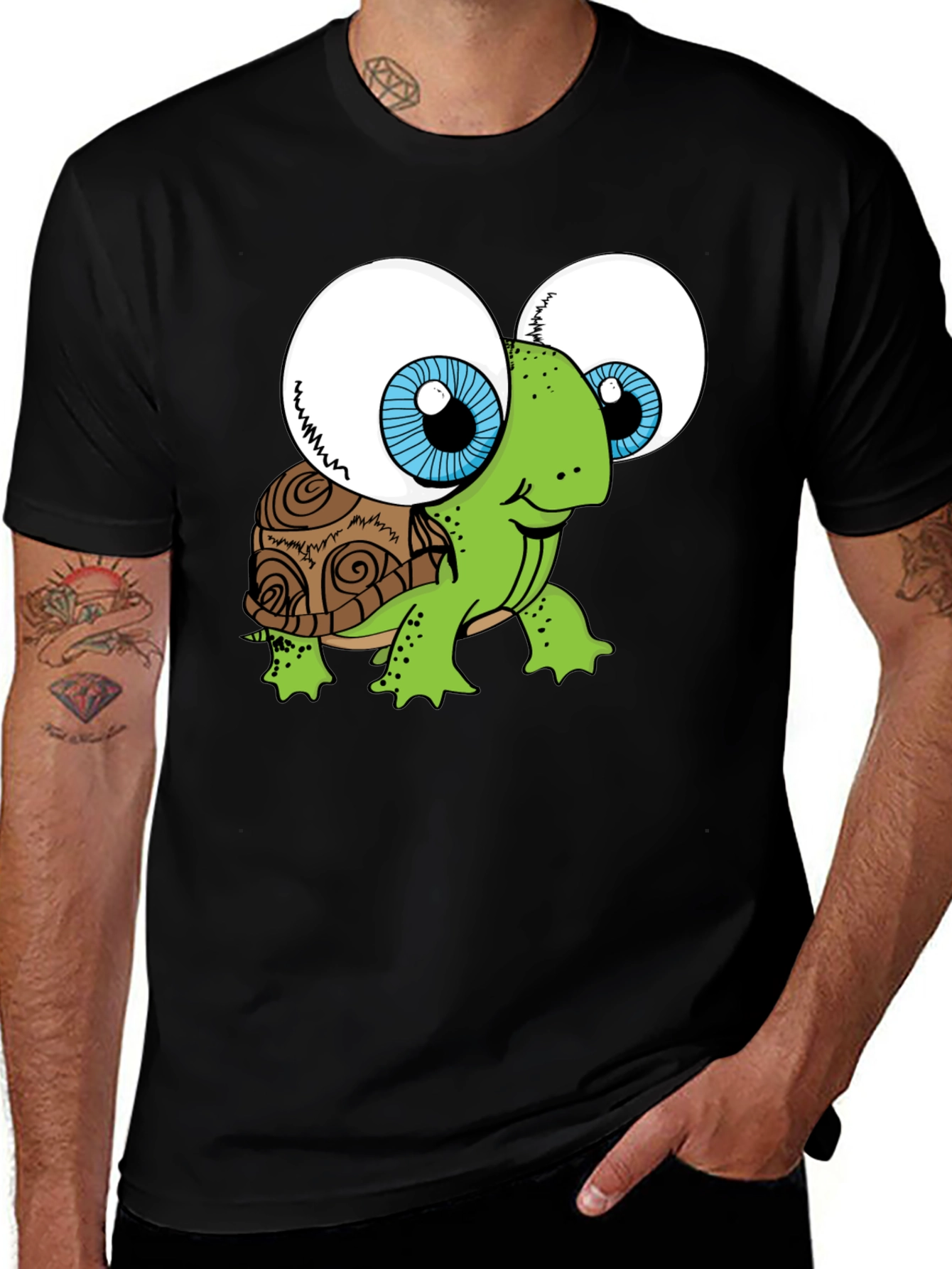 Variant 24 of Funny Turtle Googly Eyes Black T-Shirt