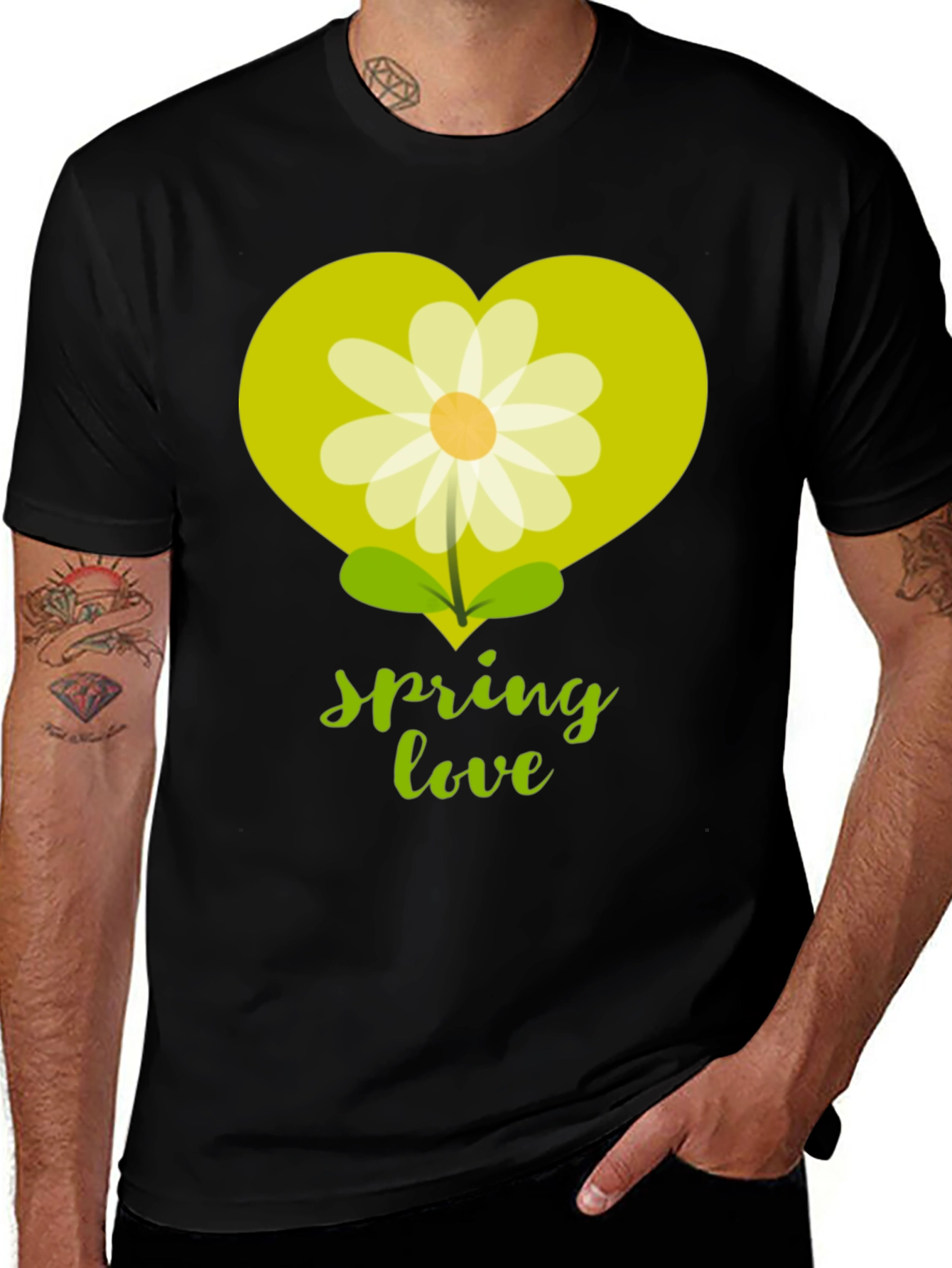 Variant 8 of Spring Love T-Shirt - Floral Heart Graphic Tee