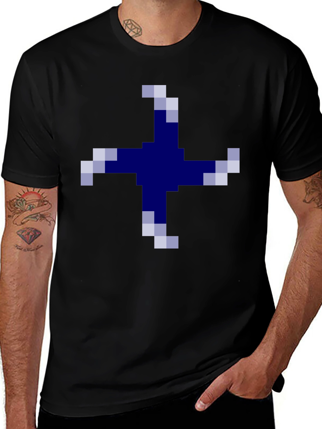 Pixelated Cross Graphic Tee - Casual Comfort