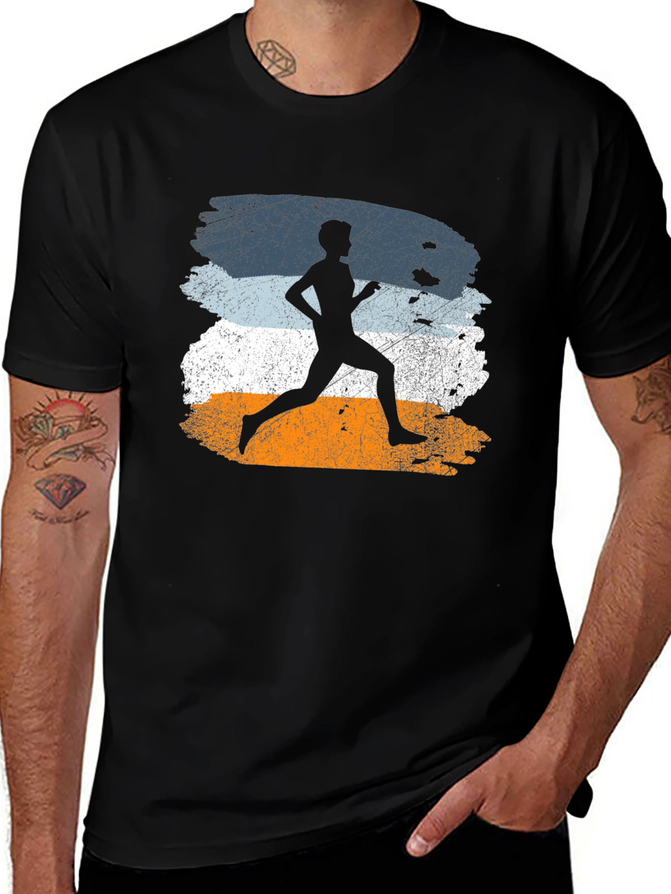 Variant 6 of Retro Runner Graphic Tee - Black Athletic Shirt