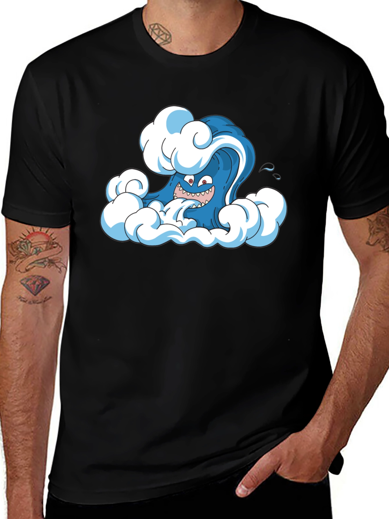 Variant 23 of Cartoon Wave Black T-Shirt
