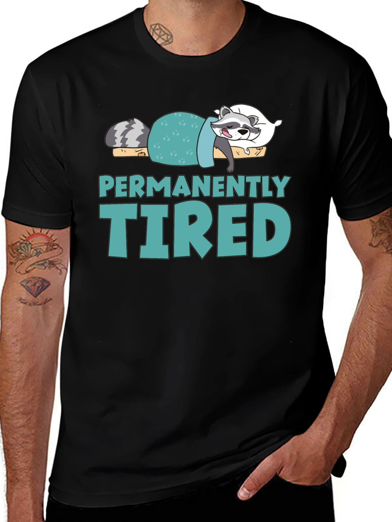 Variant 6 of Permanently Tired Raccoon Graphic T-Shirt